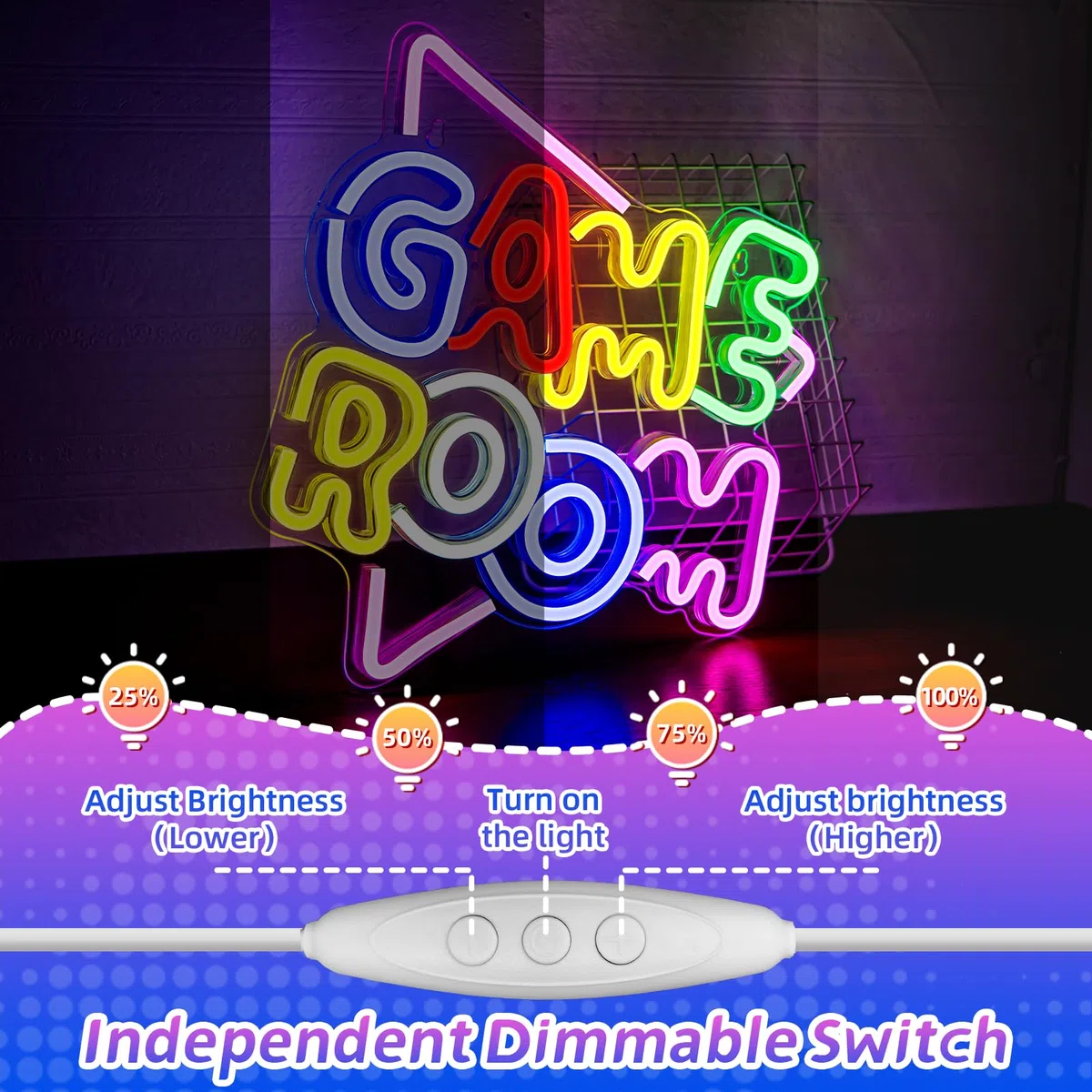 Game Room Neon Light LED, Enseigne au néon Cool alimentée par USB Art Décoration Murale pour Salle de Jeux Salon Bar faire la fête Garçons Cadeau