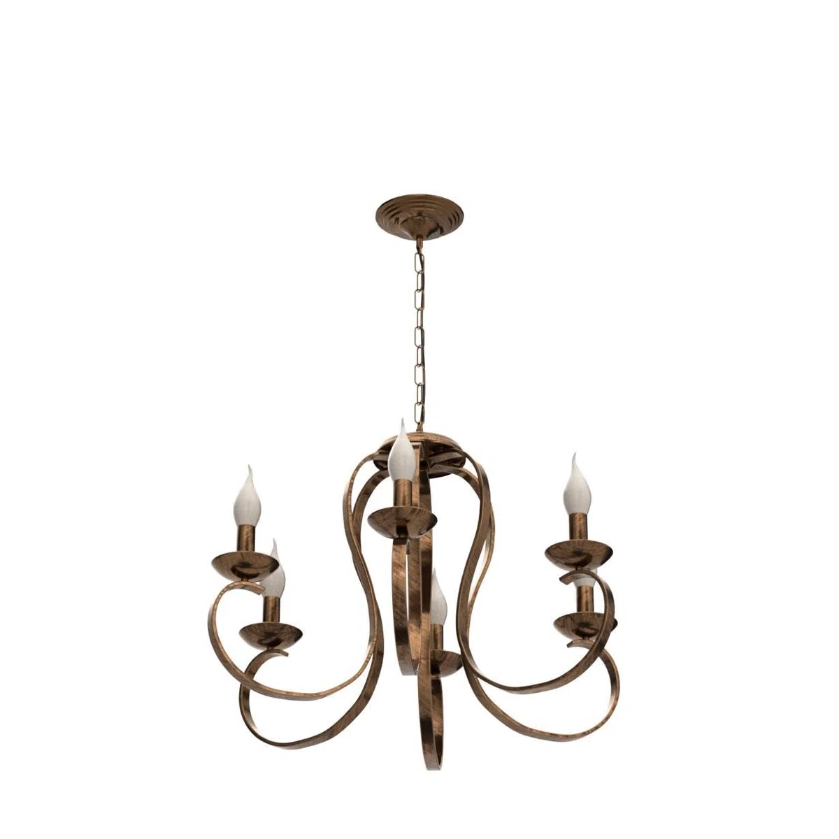 Ganeed Lustres Rétro Fer Pendentif Lustre Bougie Rustique Suspension Lampe Ferme Plafond Suspension Luminaire Antique Laiton Brossé Cuisine Îlot Éclairage Bronze 6 Lumières