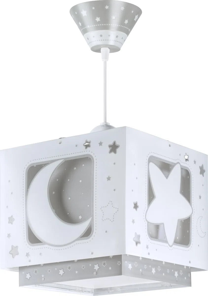 Dalber Lustre Chambre Enfant Moonlight lune et étoiles Gris, lampe suspension E27