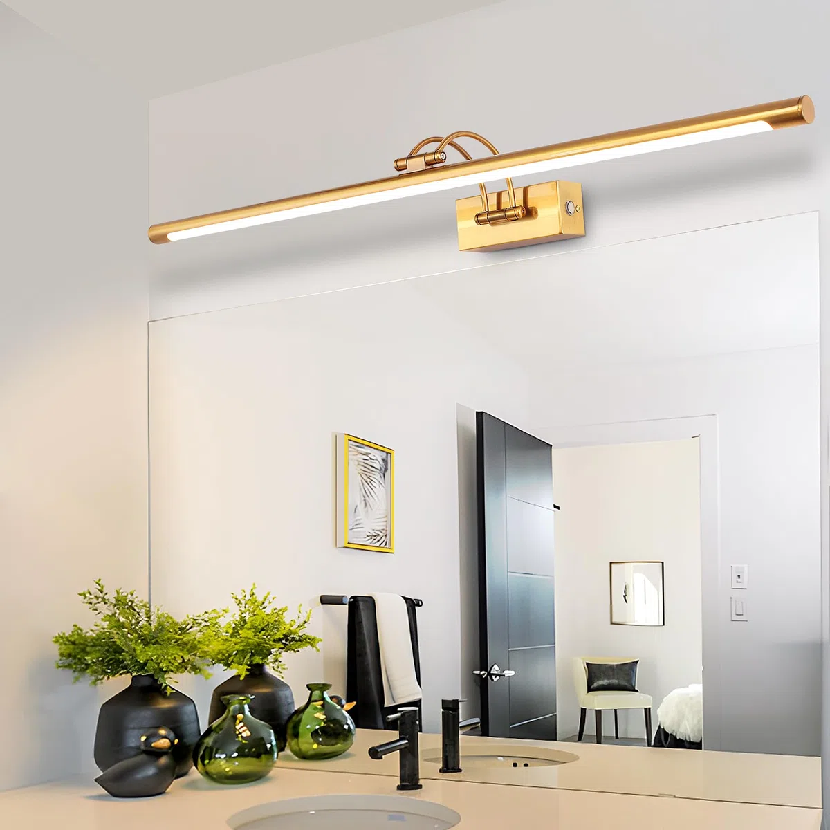 MantoLite Dimmable Applique Murale LED 90CM 16W 3000K/4500K/6000K Laiton Lumière Pivotante Intérieur