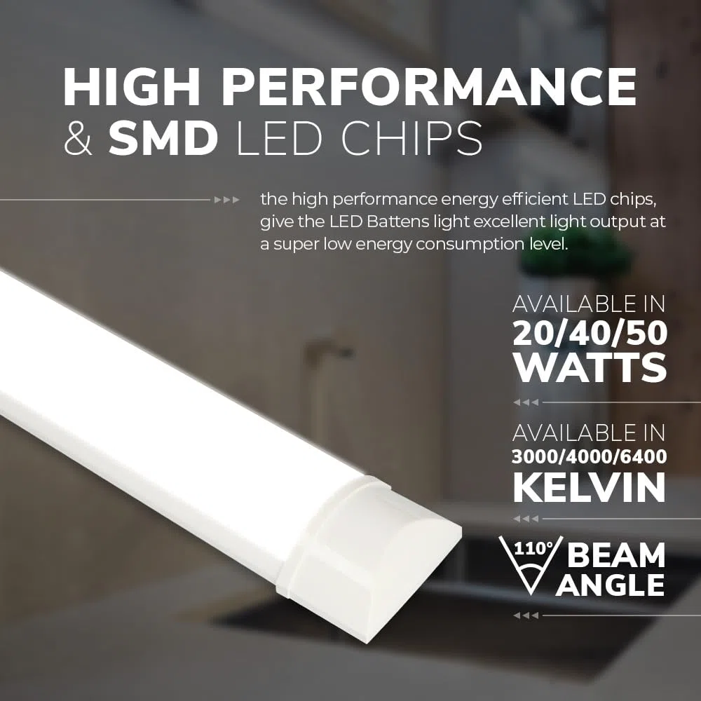 Lot de 2 réglettes LED 120 cm 40W 4800 lumens 6400K blanc froid IP20 Samsung SMD