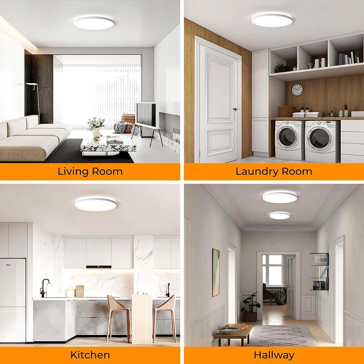 bestyks Plafonnier LED 18W, Plafonnier pour Salle de Bain, Toilettes, Cuisine, Chambre, Balcon IP54, 3200 Lumens, Lumière Blanc Chaud (4000K)