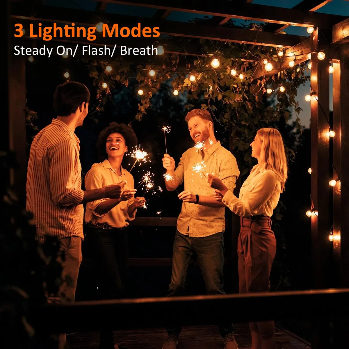 Guirlande Lumineuse Exterieure 15M avec Télécommande, 25+2 G40 LED Ampoules Dimmable Étanche pour Patio Terrasse Fête Mariage (Blanc Chaud)