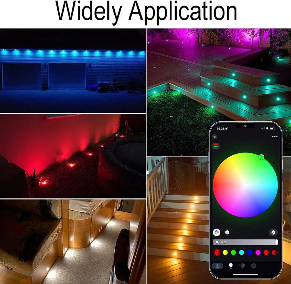 Lampe au Sol WiFi RGBW étanche IP67 Ø45mm - Éclairage pour Terrasse, Jardin, Extérieur (Lot de 6)