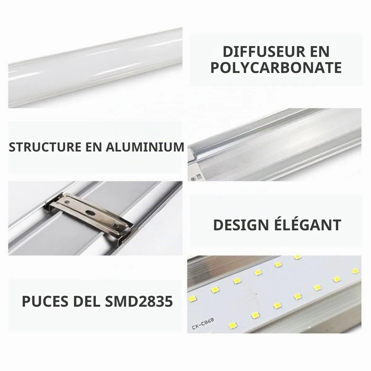 JANDEI Lot de 6 écrans LED intégrés 36 W 120 cm 4000 lumens blanc froid 6500 K éclairage 120°