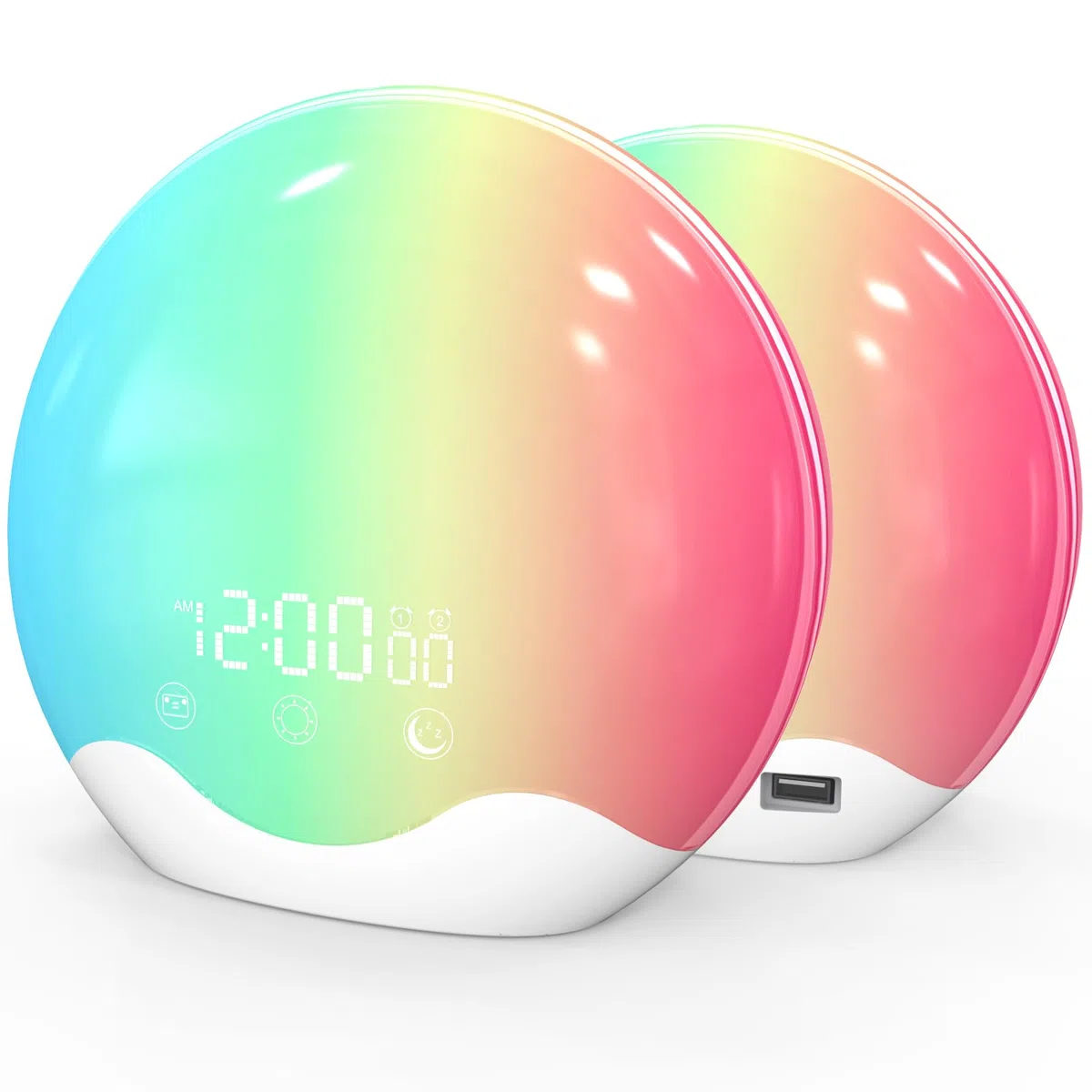 Lampes de Réveil, Réveil Lumineux Simulateur d'Aube avec Écran Tactile, 20 Niveaux de Luminosité, 12 Modes Couleur, Radio FM