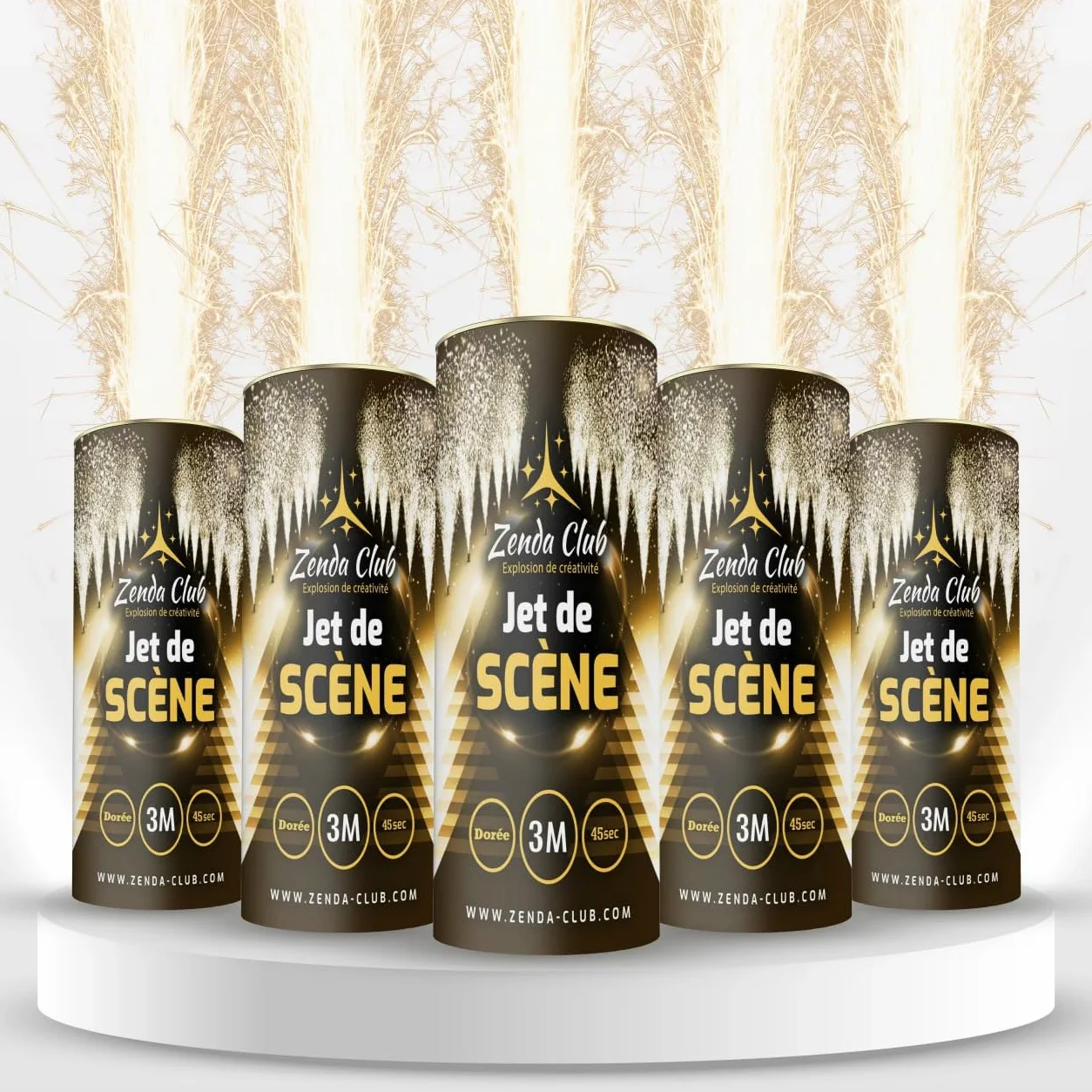 Zenda Club® Lot de 10 Jets de Scène Argentés 3 Mètres 45 Secondes Hauteur 3M F1