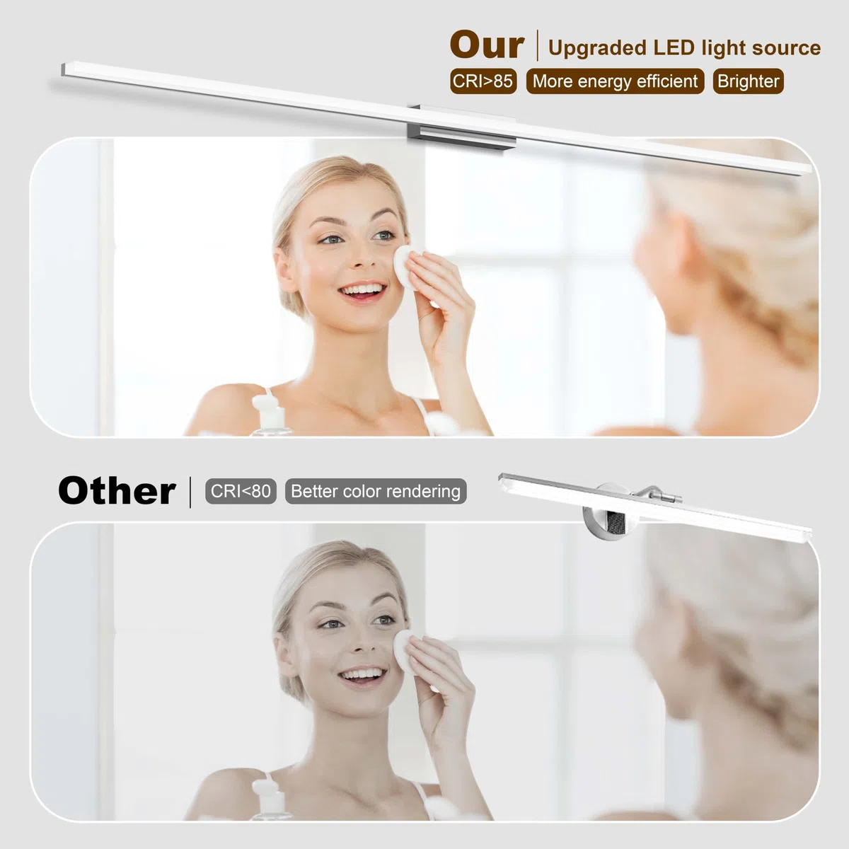Lampe pour Miroir LED, 150cm Applique Salle de Bains, IP44 Blanc Froide 6000K Lampe Armoire Miroir, Applique Murale Intérieure Moderne lumière Luminaire Salle de Bain