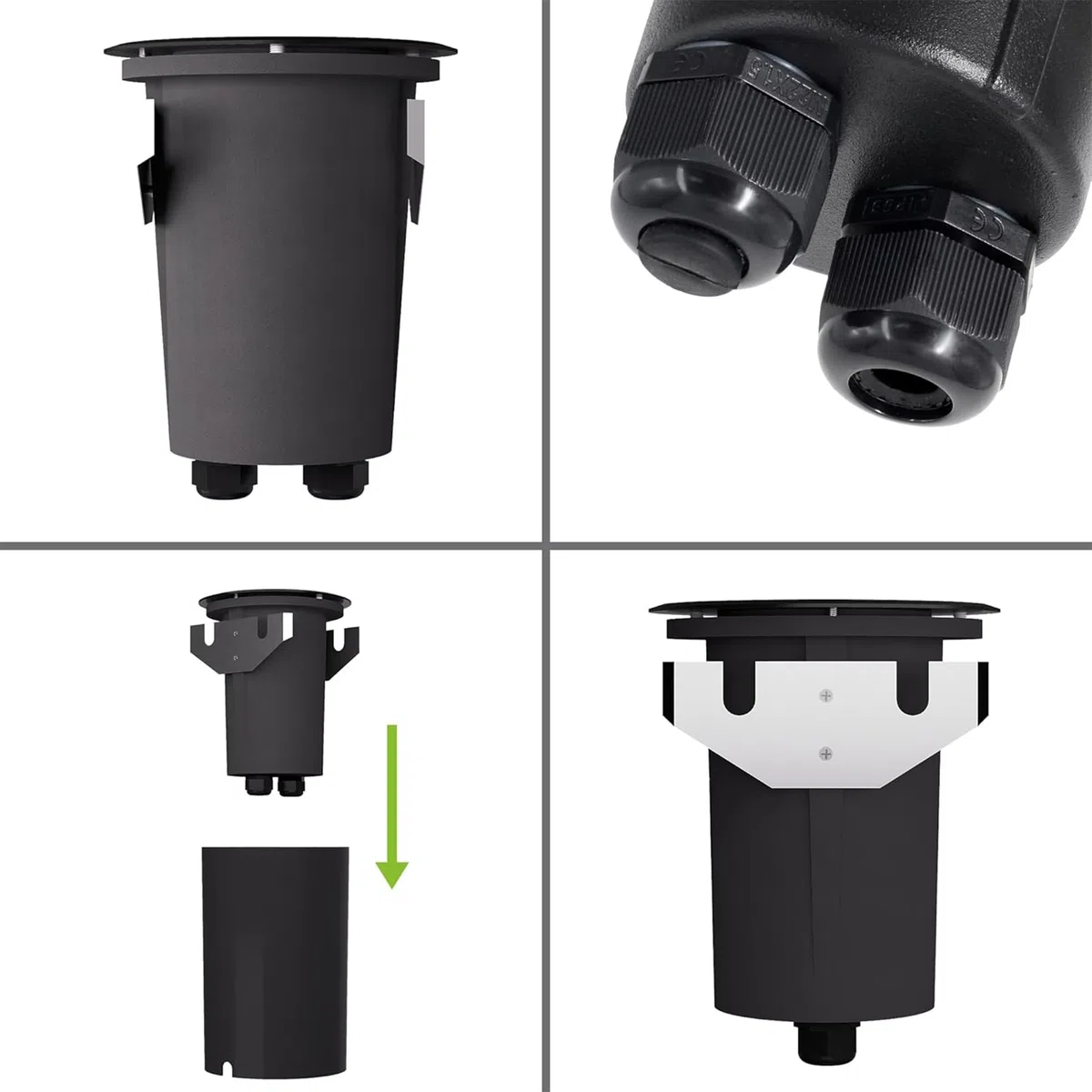 JUAVI spot encastrable rond extérieur IP67 orientable carrossable GU10 noir mat éclairage de sol 230 V