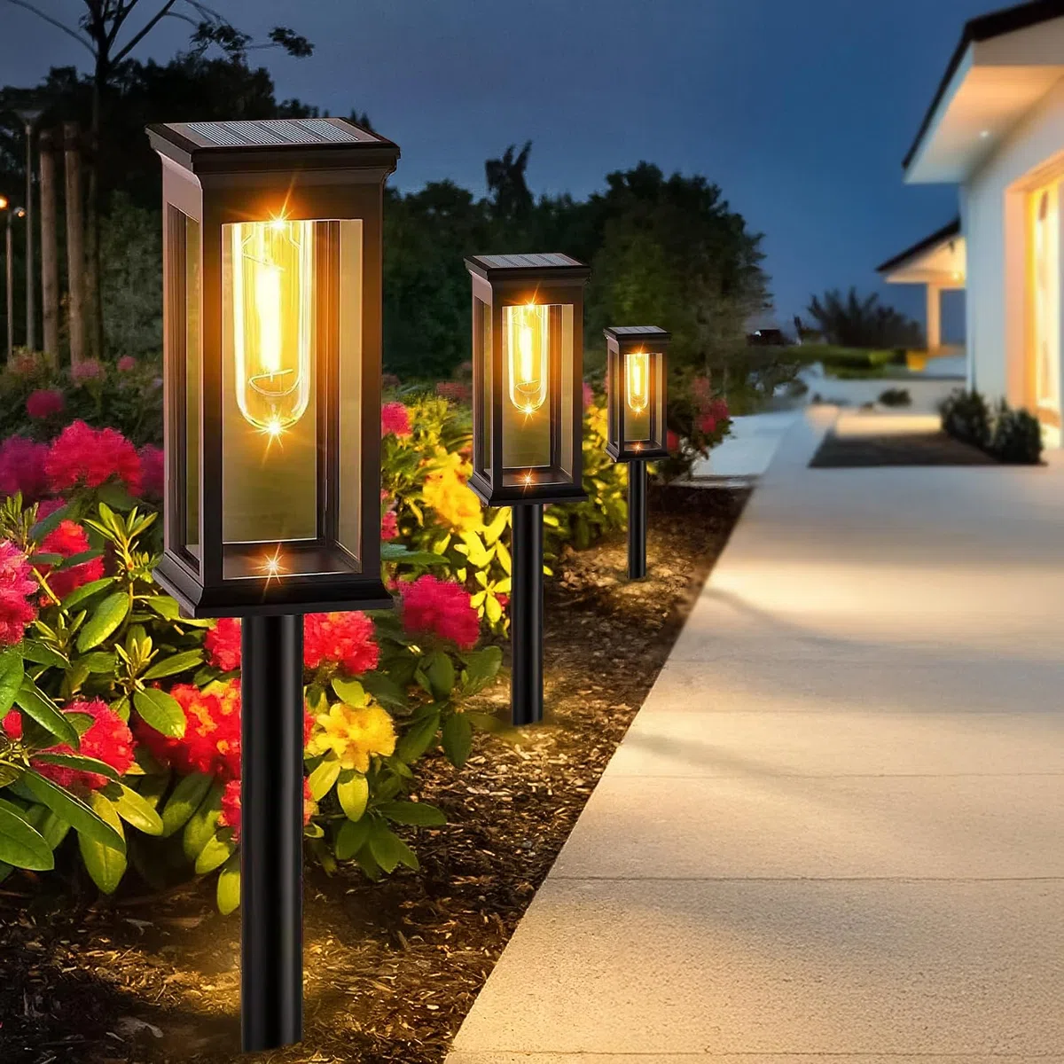 Lampe Solaire Exterieur Jardin 8 Lumières 800mAh IP65 Étanchéité Allumage Automatique