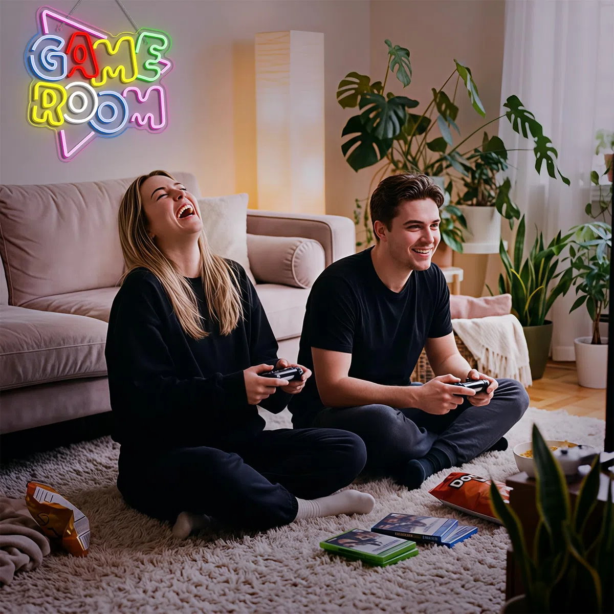 Game Room Neon Light LED, Enseigne au néon Cool alimentée par USB Art Décoration Murale pour Salle de Jeux Salon Bar faire la fête Garçons Cadeau