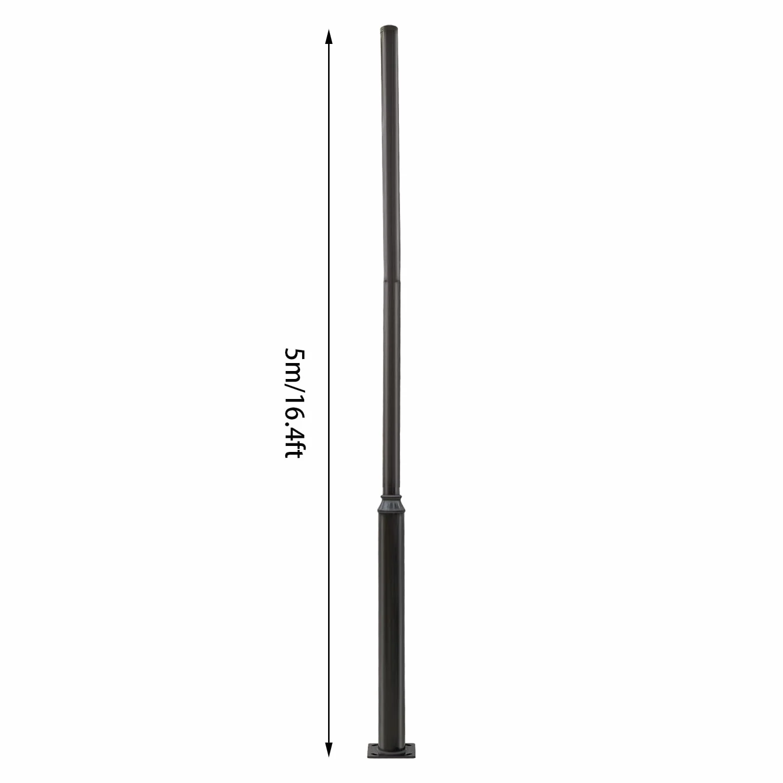 Mât de lampadaire Noir 100 kg 5 m pour lampes solaires, jardin, caméras
