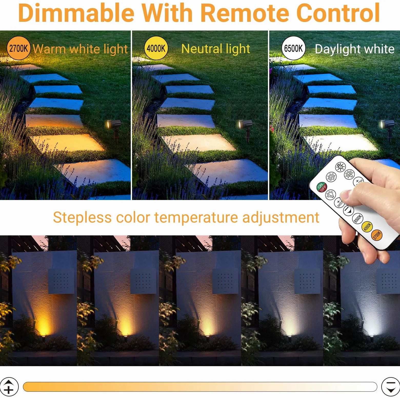 MEIKEE Spot Solaire Exterieur 6 en 1 Lampe Solaire IP66 6000mAh avec Télécommande pour Jardin