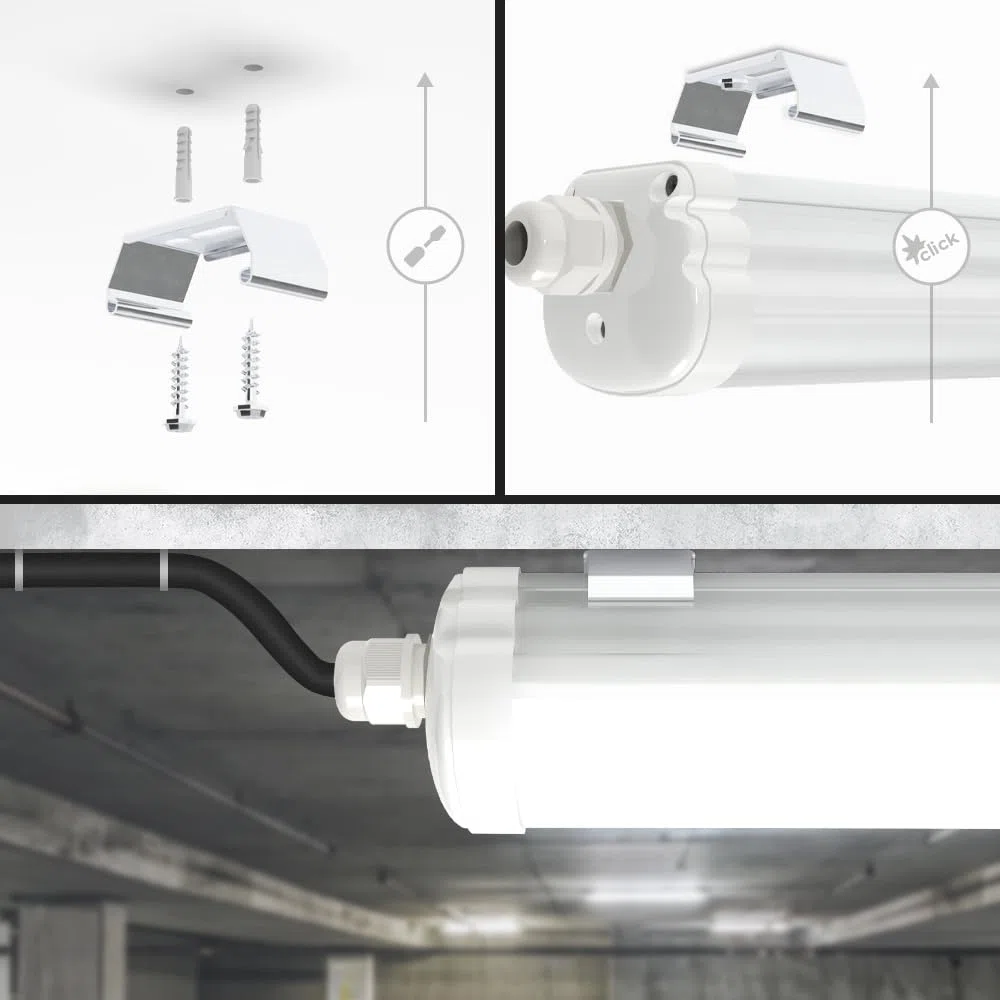 HOFTRONIC Lot de 6 Réglette LED 120 cm IP65 Extérieur Étanche 36W 4230 Lumens 4000K Blanc Neutre Connectable