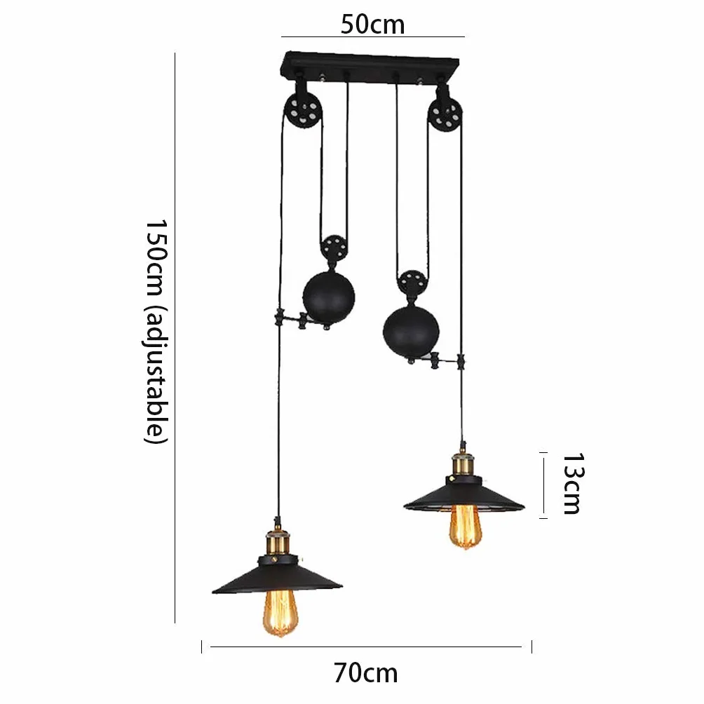Pendentif E27 Vintage Lampe Suspendue Rétro Lustre en métal Industriel Suspendu vers Le Bas Abat lumières Lampe Barre de Bronze Plafonnier Plafond Chambre Salle à Manger de Plafond Chambre