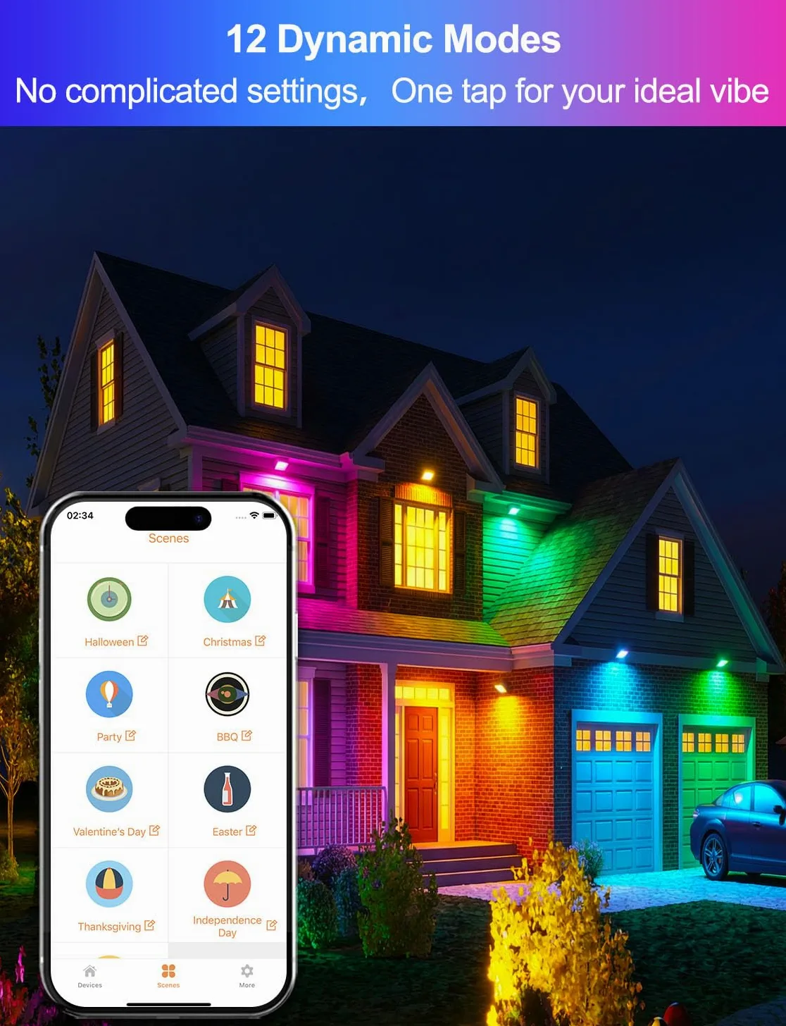HEKEE Projecteur LED RGB 50W Bluetooth IP66 Etanche Extérieur 2 Unités