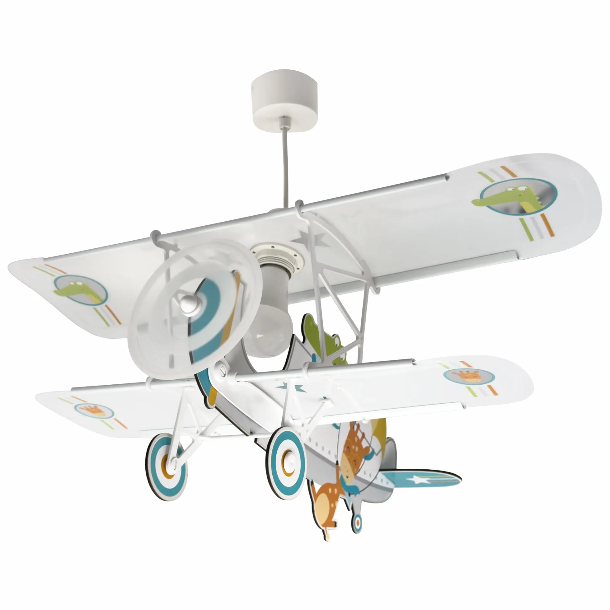 Dalber Lustre Chambre Lampe Suspension Enfant Avion Crocodile Blanc Animaux E27 15W LED