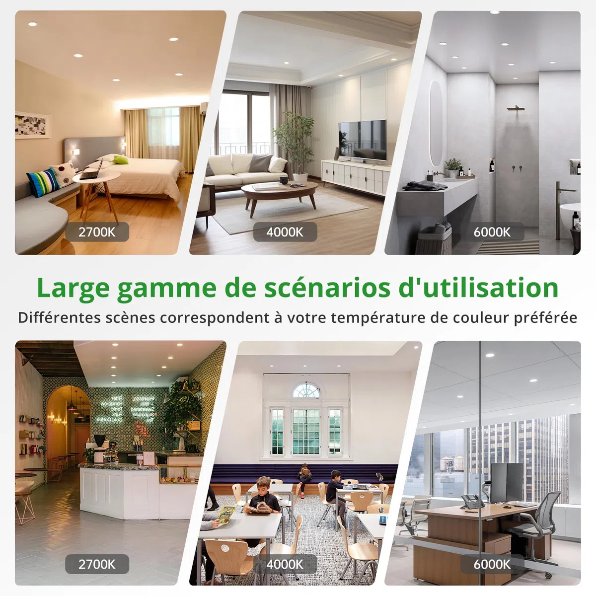 HOMEOW Lot de 20 Spots LED Encastrable 7W 220V IP44 Reglable Blanc Chaud 2700K Blanc Neutre 4000K Blanc Froid 6000K Trou Φ 75-90mm