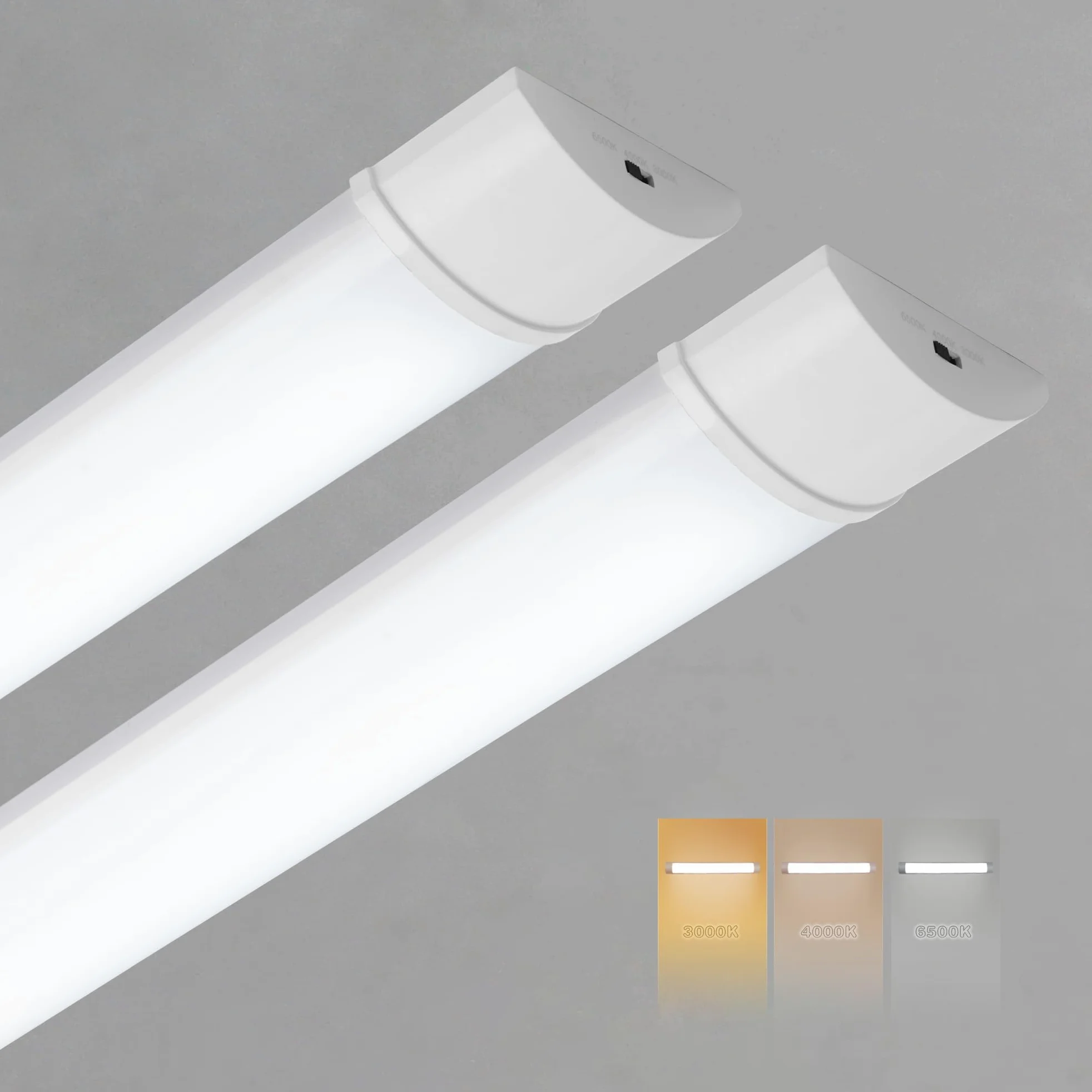 Lot de 2 Neon LED 115 cm, Reglette LED 3CCT Réglable 3000K/4000K/6500K, Luminaires Intérieur Tube pour Garage