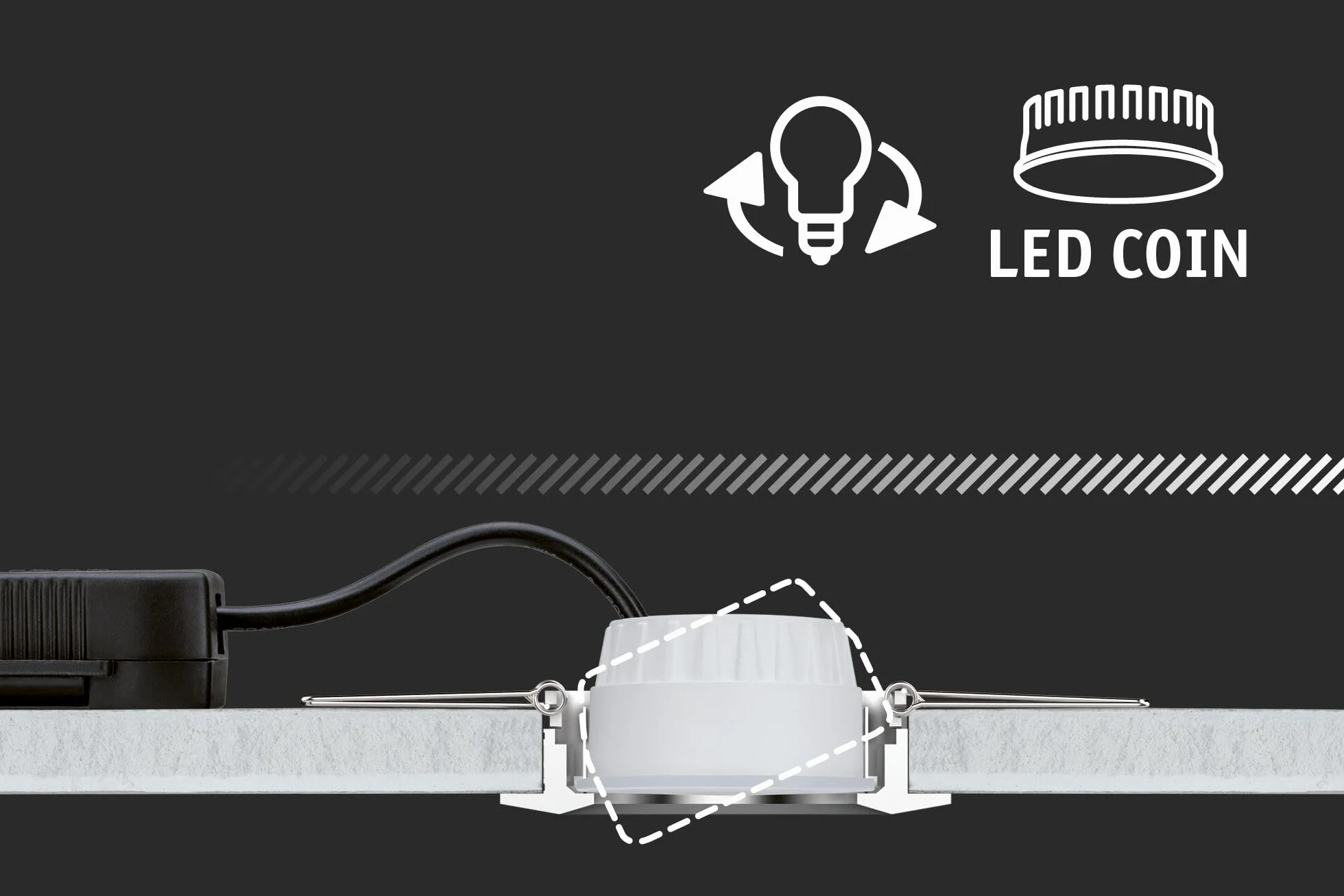 Paulmann 92440 Spot encastré LED Nova Coin rond 84 mm 50° Tunable White 3x6W 3x500lm 230V Blanc dépoli Alu moulé sous pression