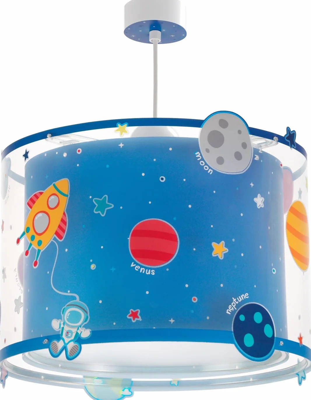 Dalber Lampe Suspension Plafonnier Enfants Planètes Système Solaire E27 Bleu