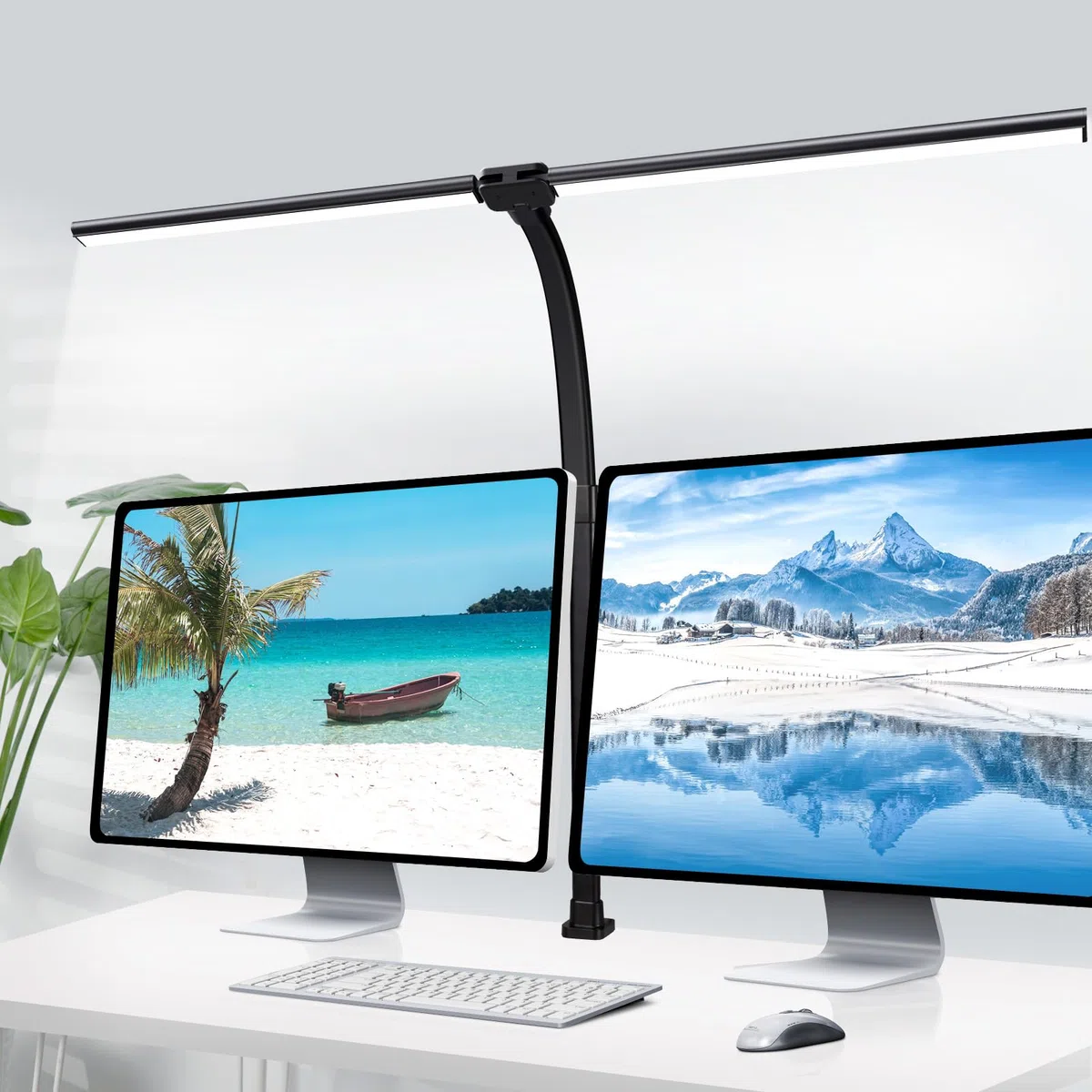 Gindoly Lampe de Table LED Puissante Pince d'architecte Double tête 24W 80CM