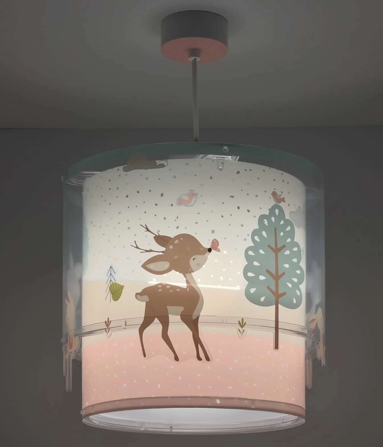 Dalber Lampe Suspension Enfant Loving Deer Cerf animaux, Polypropylène, Rose