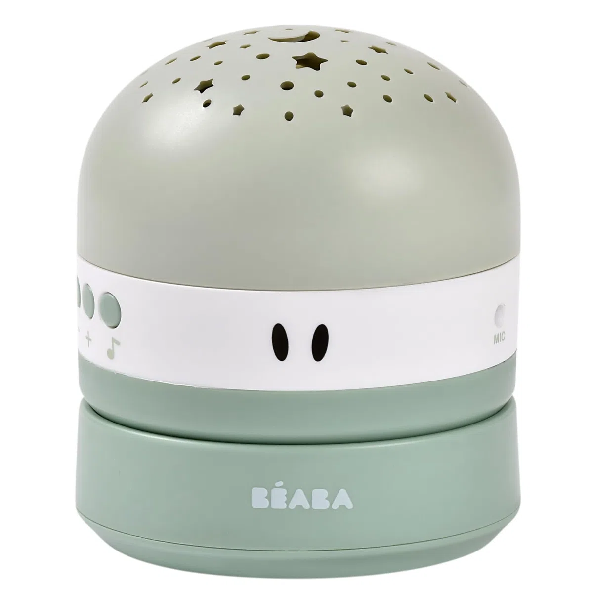 BÉABA, Veilleuse Bébé avec Ciel Étoilé 3 Couleurs, 9 Sons Relaxants (4 Nature, 4 Berceuses,1 Bruit Blanc), Détecteur de Pleurs, Autonomie 100h, Recharge USB, Transportable, Pixie Projector, Vert Sauge