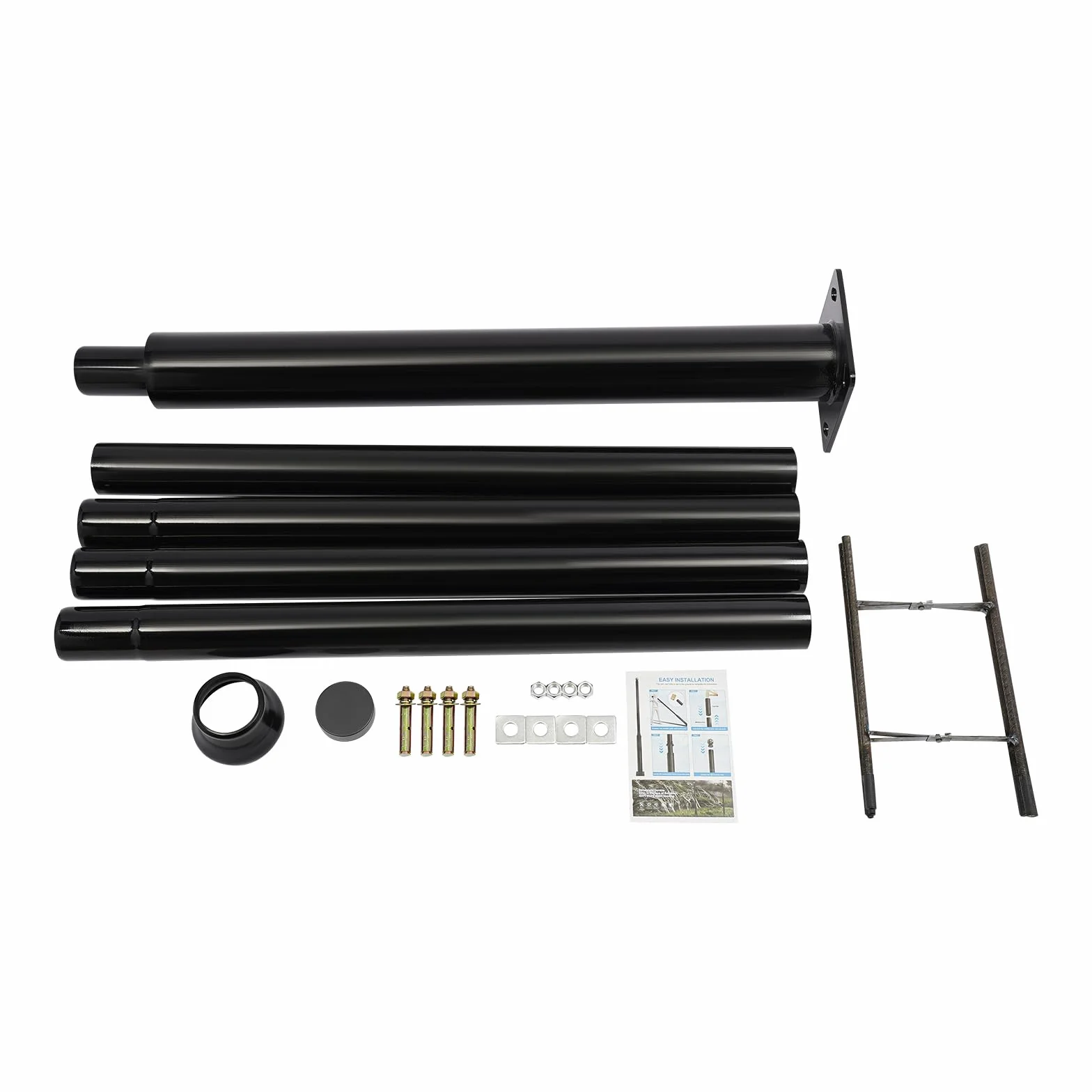 Mât de lampadaire Noir 100 kg 5 m pour lampes solaires, jardin, caméras