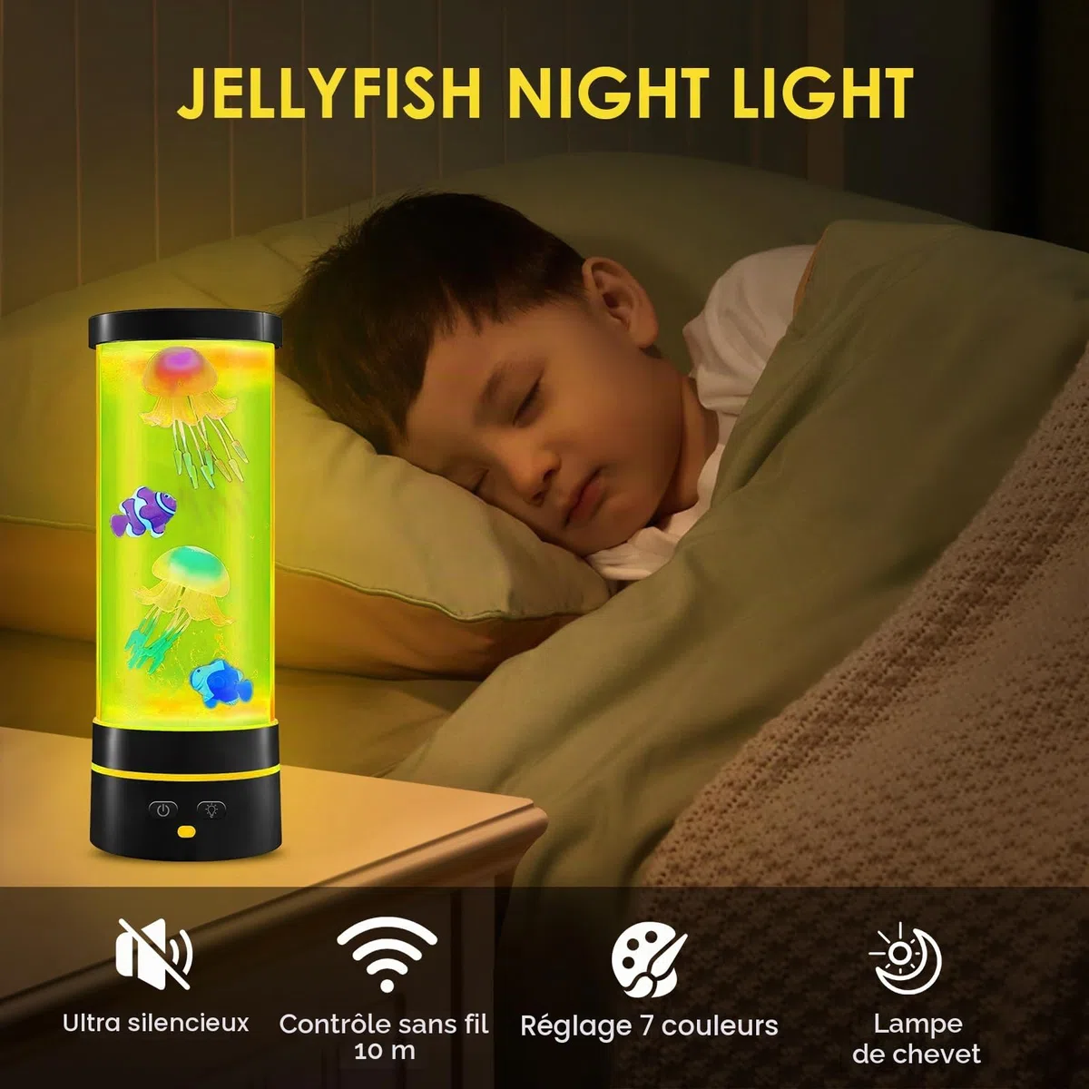 Lampe LED Méduse - 17 Couleurs - Ronde - Décoration Intérieure avec Télécommande - Cadeau Noël Enfants