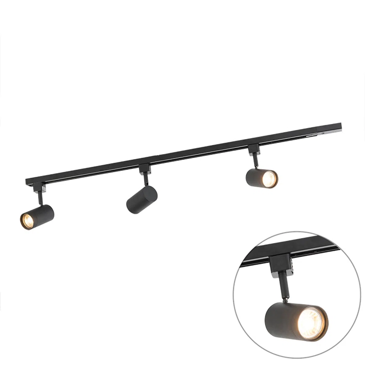 Qazqa jeana - Système de rail spot luminaire plafond, plafonnier compatible pour led - 3 lumière - L 1000 mm - Noir - Moderne - éclairage intérieur - Salon I Chambre I Cuisine I Salle à manger