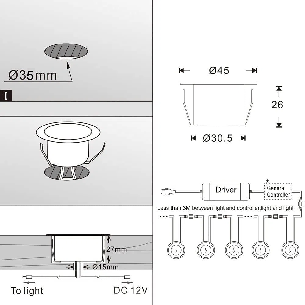 Lampe au Sol WiFi RGBW étanche IP67 Ø45mm - Éclairage pour Terrasse, Jardin, Extérieur (Lot de 6)