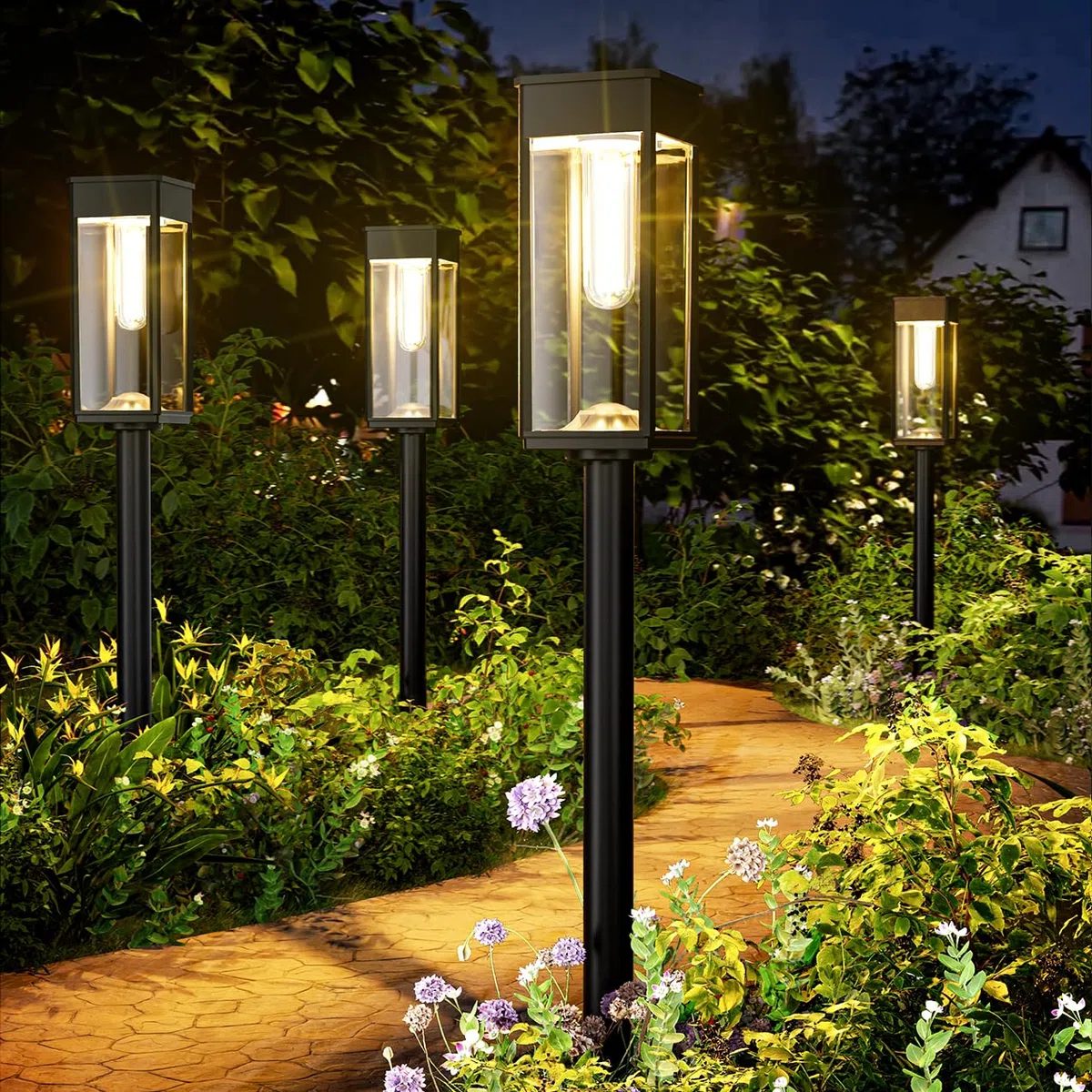 BITPOTT Lampes Solaires Extérieur Jardin Lot de 6 IP65 Étanche Solaire de Jardin Décoration Chemin Balcon Terrasse Pelouse Blanc Chaud
