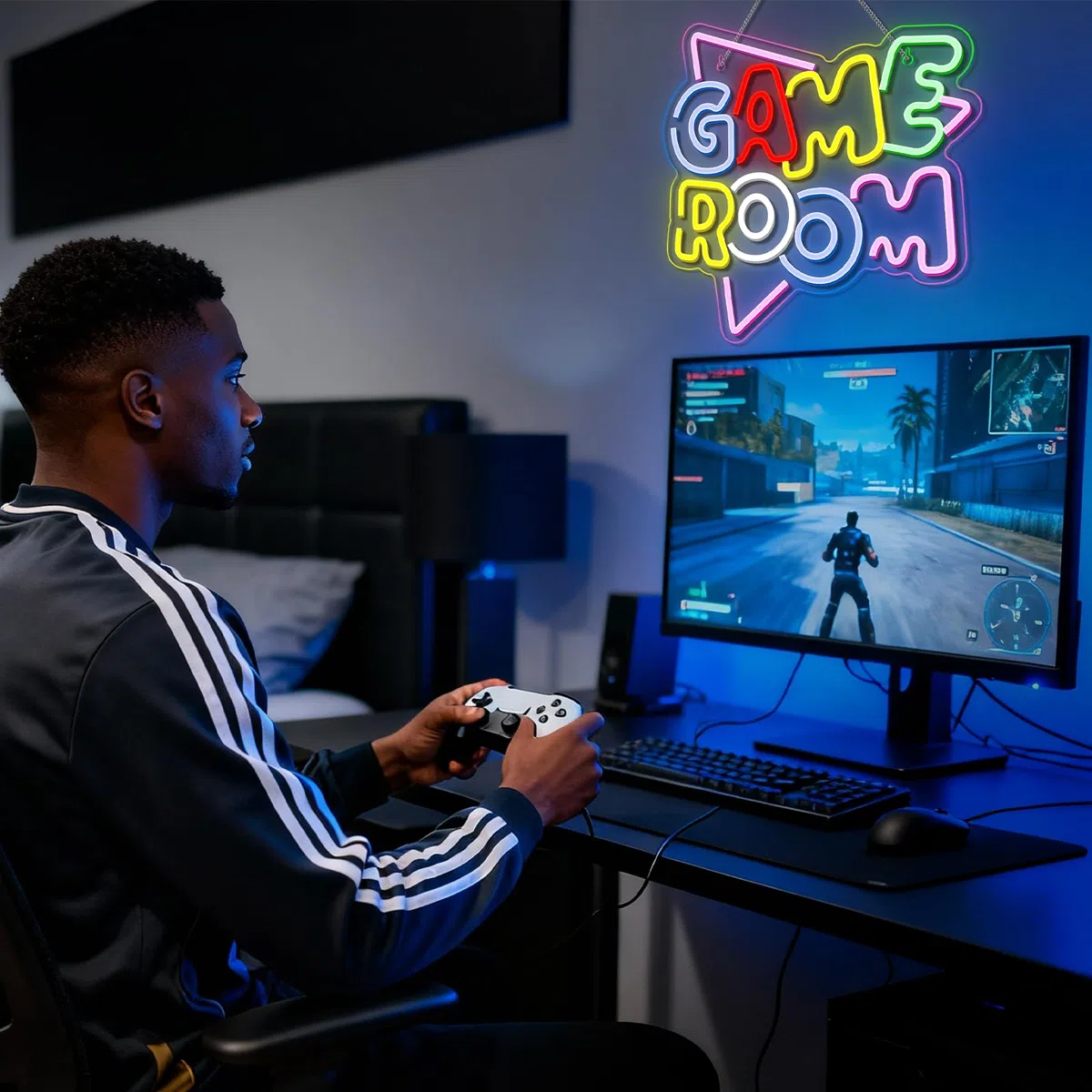 Game Room Neon Light LED, Enseigne au néon Cool alimentée par USB Art Décoration Murale pour Salle de Jeux Salon Bar faire la fête Garçons Cadeau