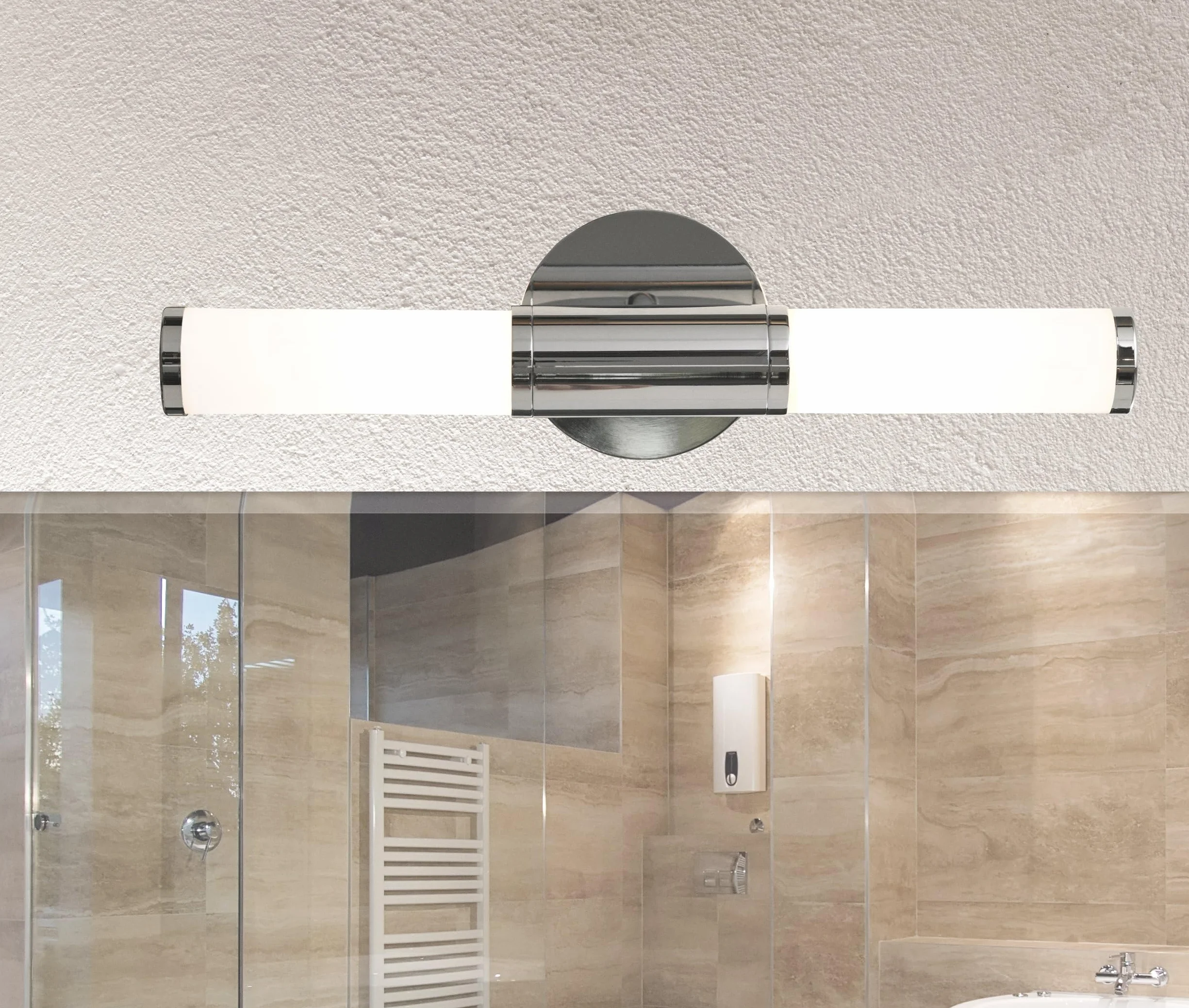 Eglo Applique Murale Palmera Acier 2x E14 Max 40W IP44 Chromé 46 cm Salle de Bains
