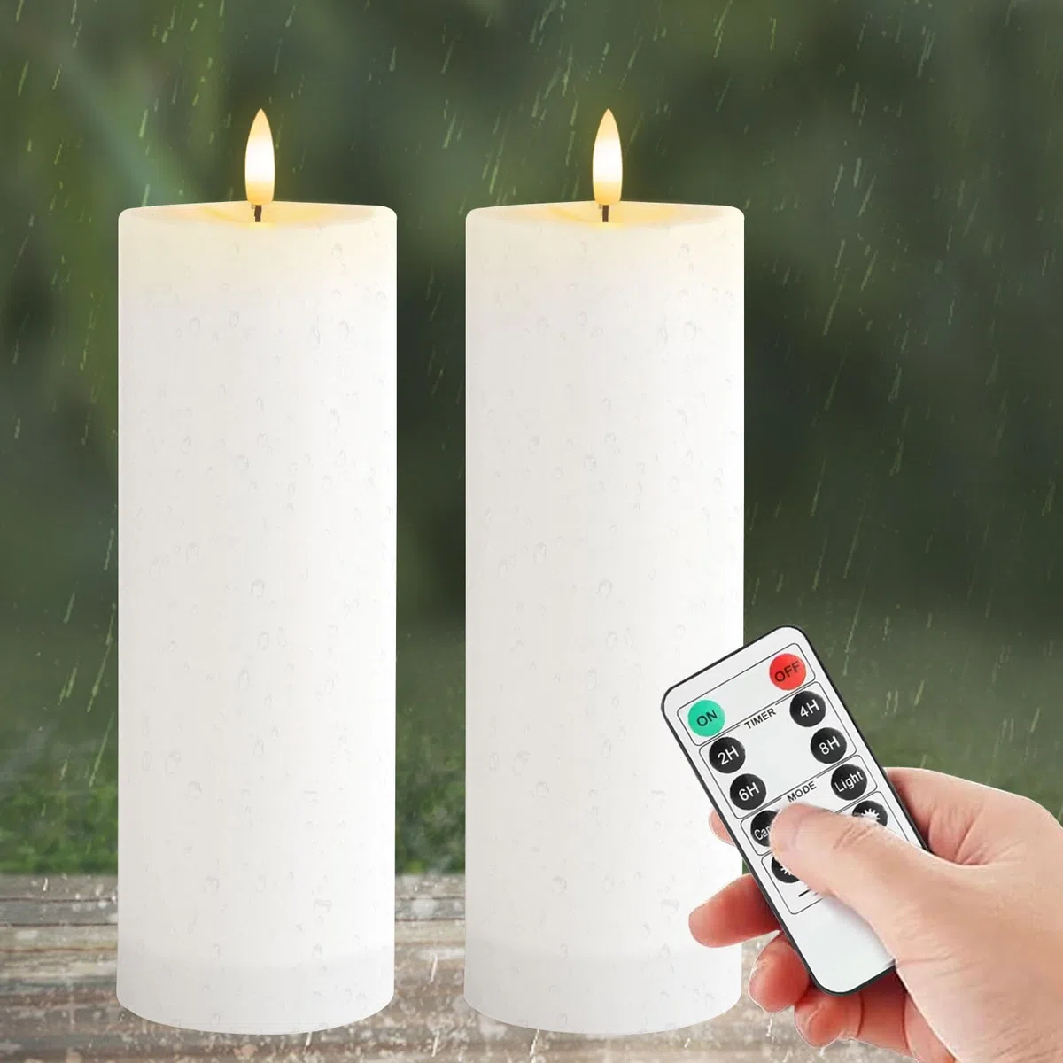 10 x 30 cm Bougies LED Flamme Vacillante, Fausse Bougie LED Exterieur Etanche avec Minuterie et Télécommande, Grandes Bougies Electriques Decorative, 2 pièces