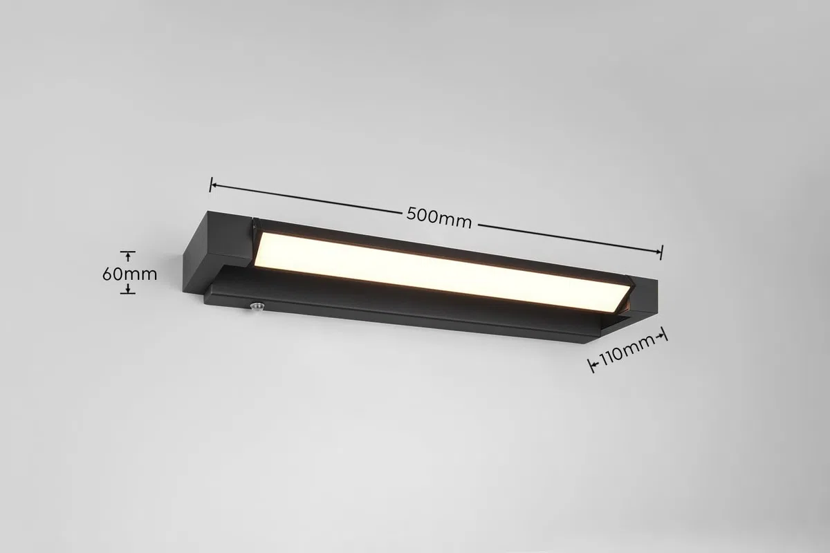 Trio Leuchten FABRIZIO LED Applique de salle de bain 9W Aluminium Noir mat Dimmable Couleur réglable