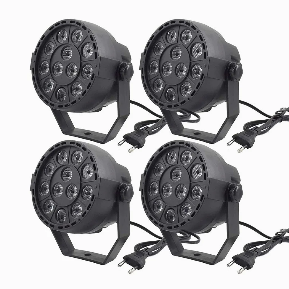 COMETX Projecteur RGBW LED 12W 12pcs Lampe Étape Son Activé Disco Automatique pour Club Mariage DJ Party Pub KTV, Pack de 4