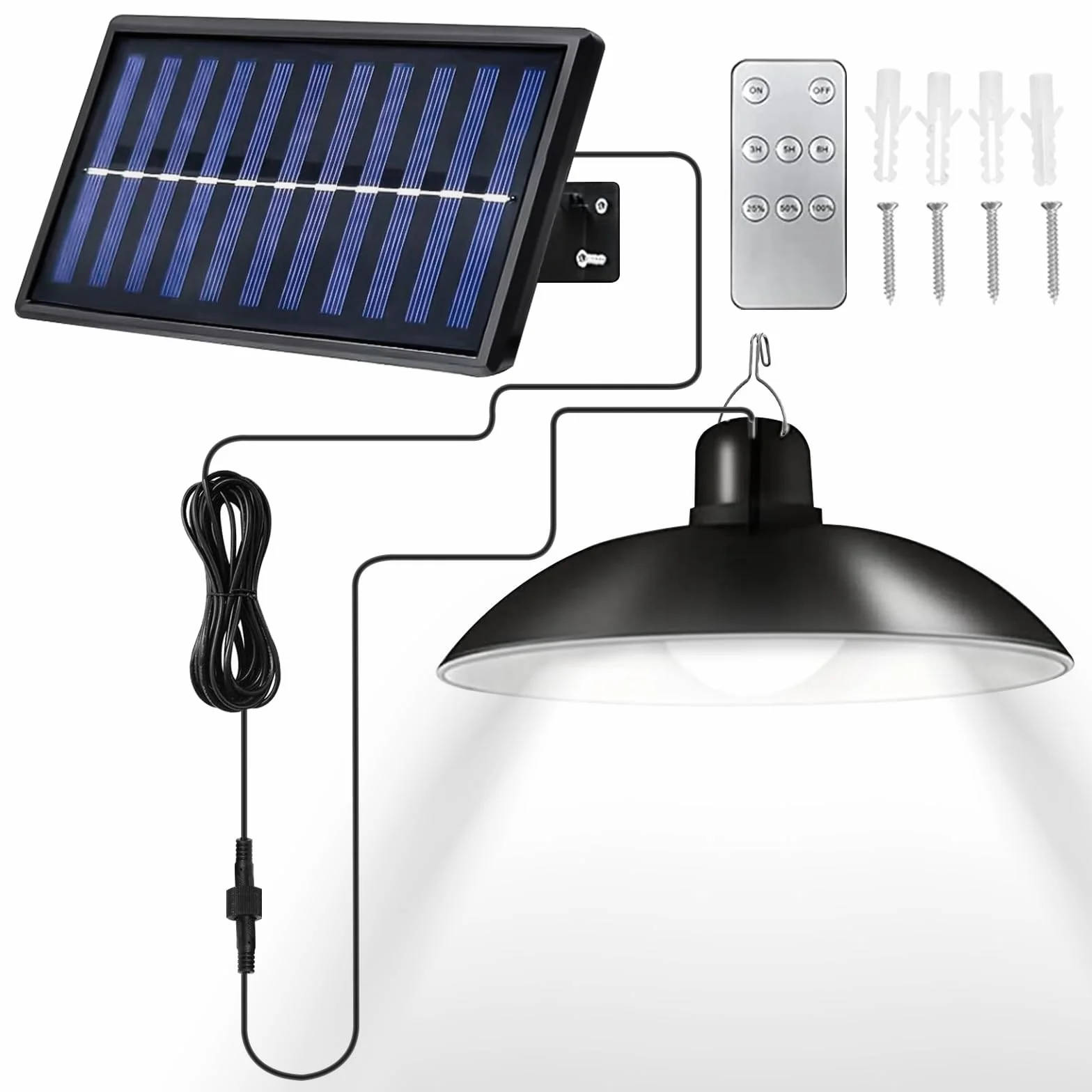 Vegena Lampes solaires d'extérieur IP65 étanche avec télécommande câble 10 m