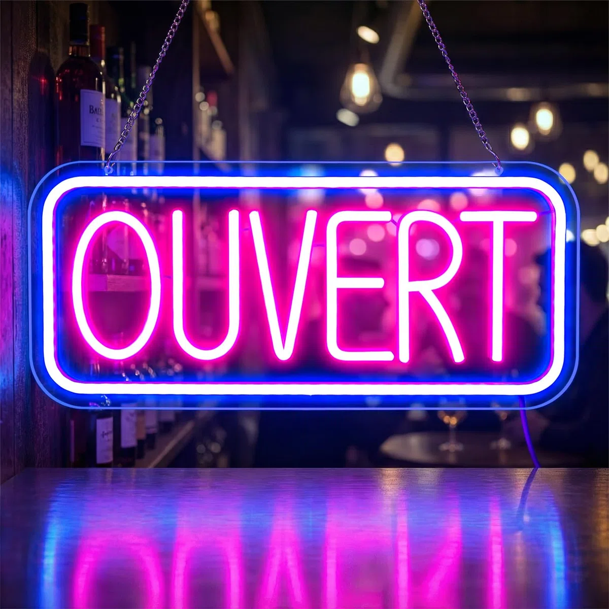 Enseigne Neon OUVERT LED lumineuse USB pour commerce porte fenêtre luminosité réglable magasin restaurant bar café