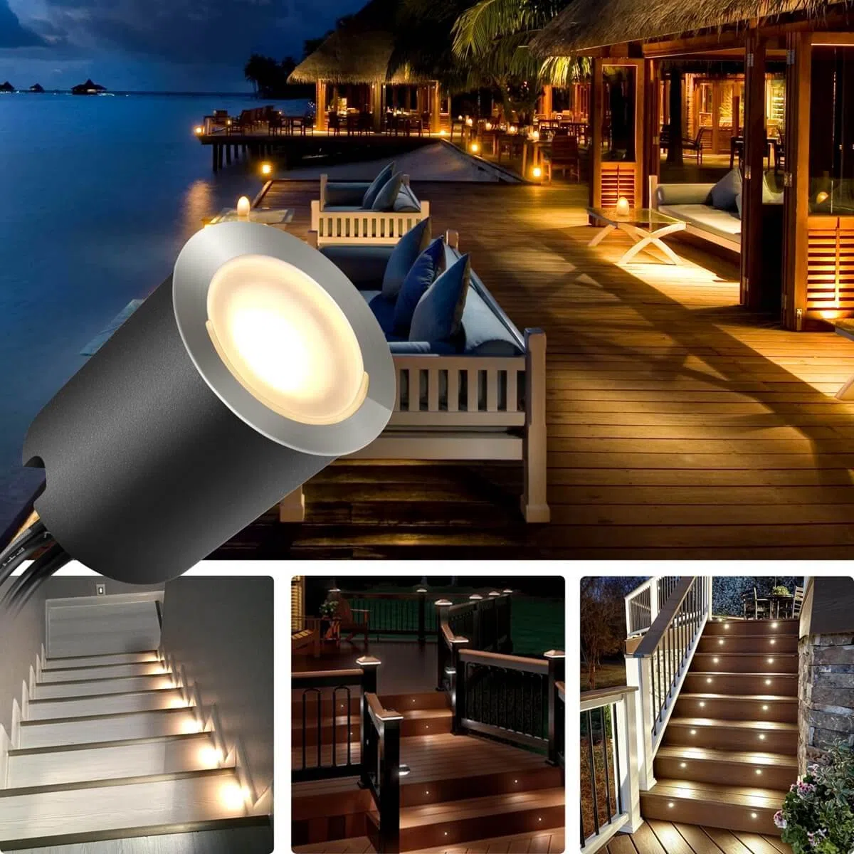 SMY Lot de 16 Spots LED Encastrable Extérieur IP67 Étanche Ø 32mm Blanc Chaud 2800K