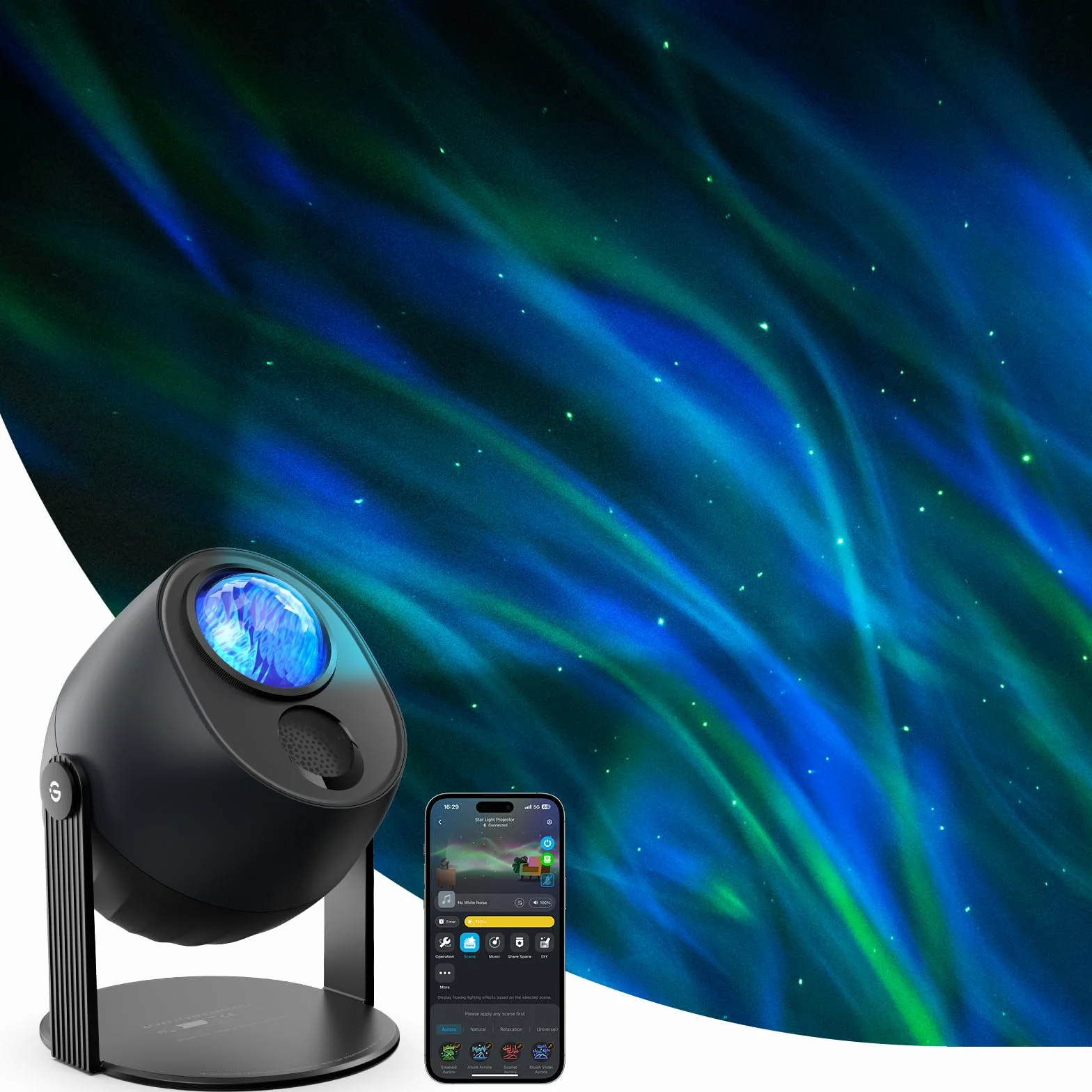 Govee Projecteur Ciel Etoilé LED RGBW Galaxie 52 Scènes 18 Bruits Blancs Lumière Etoiles Plafond Alexa Matter Compatible Timer Veilleuse Enfant