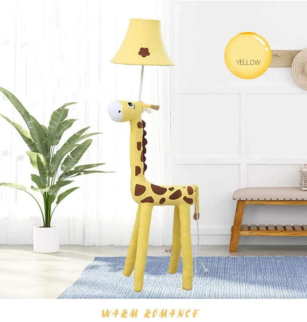 DIY Lampadaire Chambre d'enfants Dessin Animé Cerf Lampe sur Pied avec Interrupteur Chambre Moderne Lampe De Chevet Créatif Salon étude Décoration Vertical Liseuse Enfants Cadeau,Jaune,130cm