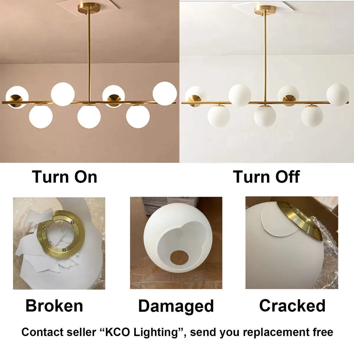KCO Lampe Suspendue pour îlot de Cuisine Moderne, Suspension à 7 Lumières, Lustre en Globes de Verre Blanc Pour Salon, Salle à Manger et îlot de Cuisine