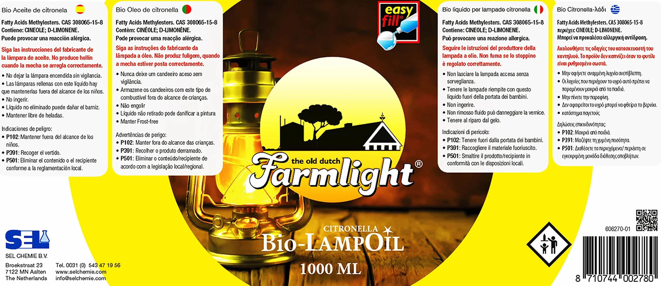 Huile de Citronnelle Bio – 12x1L Lampes & Torches – Parfum Naturel Agréable – Idéal pour Jardin, Terrasse & Camping