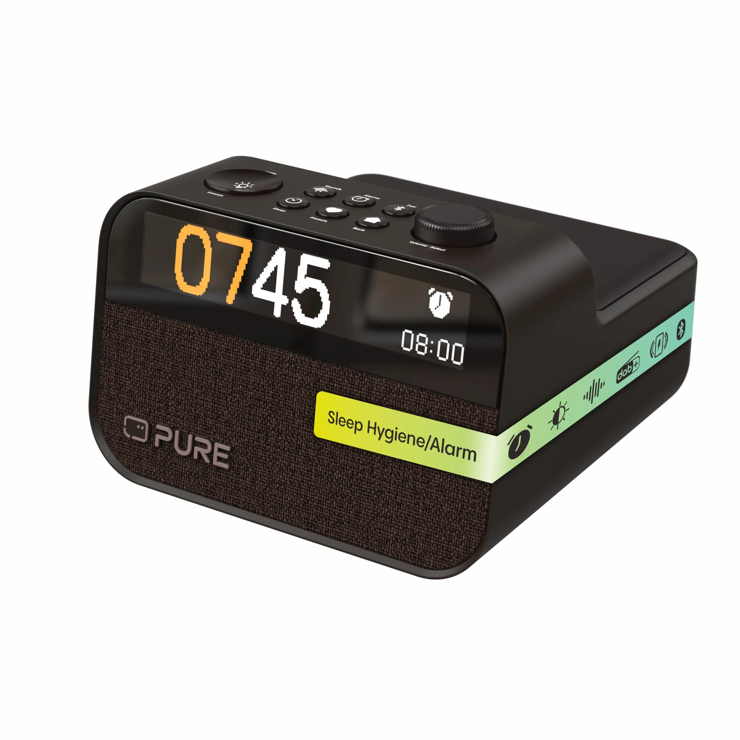 Pure Moment Charge Réveil sans Fil DAB+/FM Bluetooth Sons naturels Bruit Blanc Wake-up Light Noir