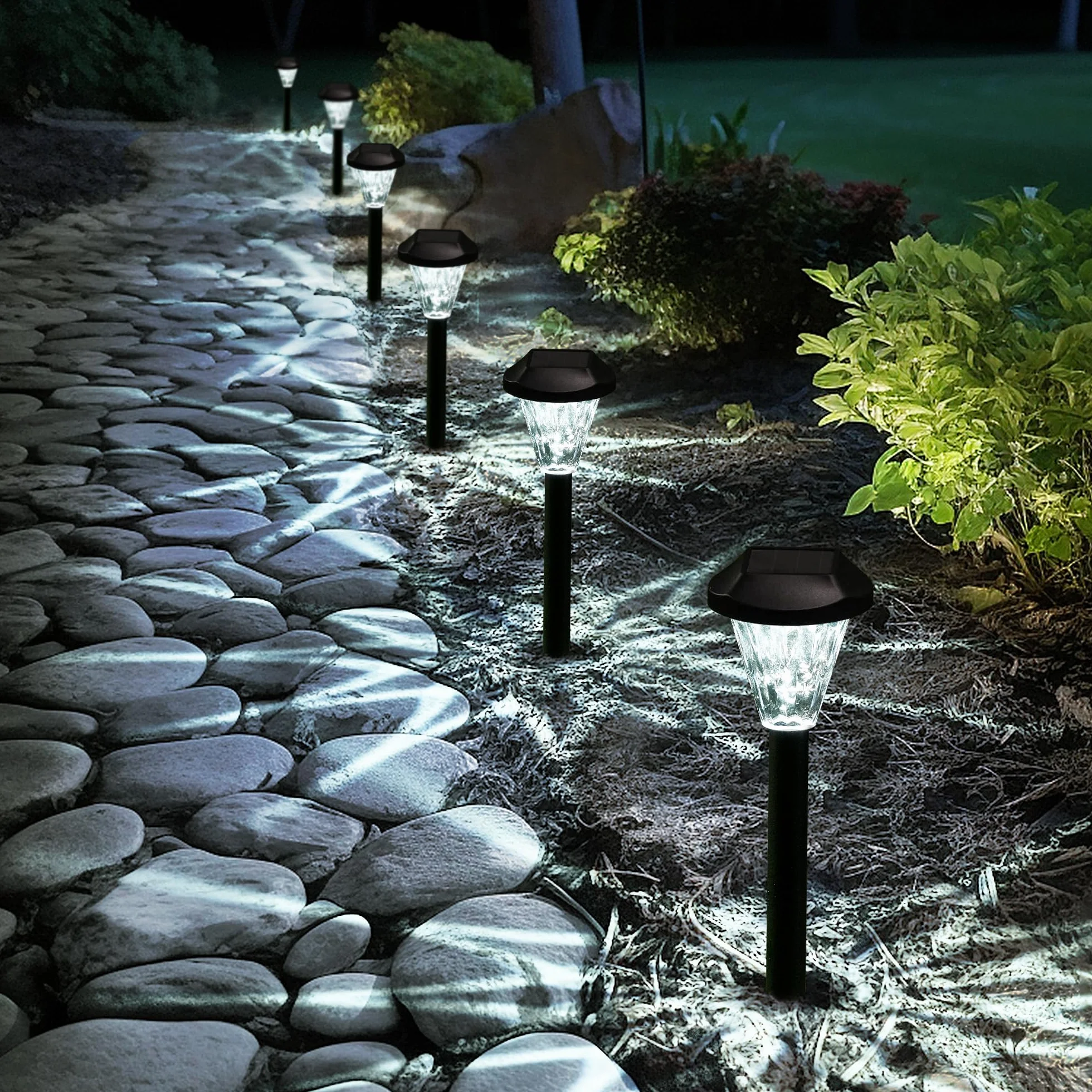 GIGALUMI Lot de 12 lampes solaires d'extérieur étanches pour terrasse, pelouse, cour