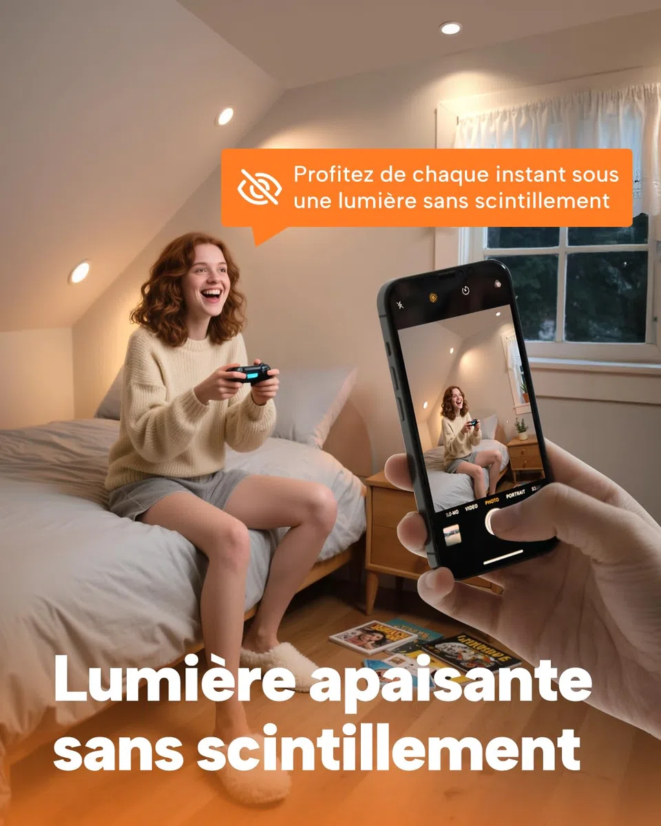 Tomosu Lot de 12 5CCT Spot Led Encastrable 68mm, 5W 550LM Spot Extra Plat IP44 Spots Encastrés Salle de Bain, 220V Spots de Plafond Blanc Chaud Blanc Neutre Blanc Froid, Trou Ø68-80mm, Non Dimmable