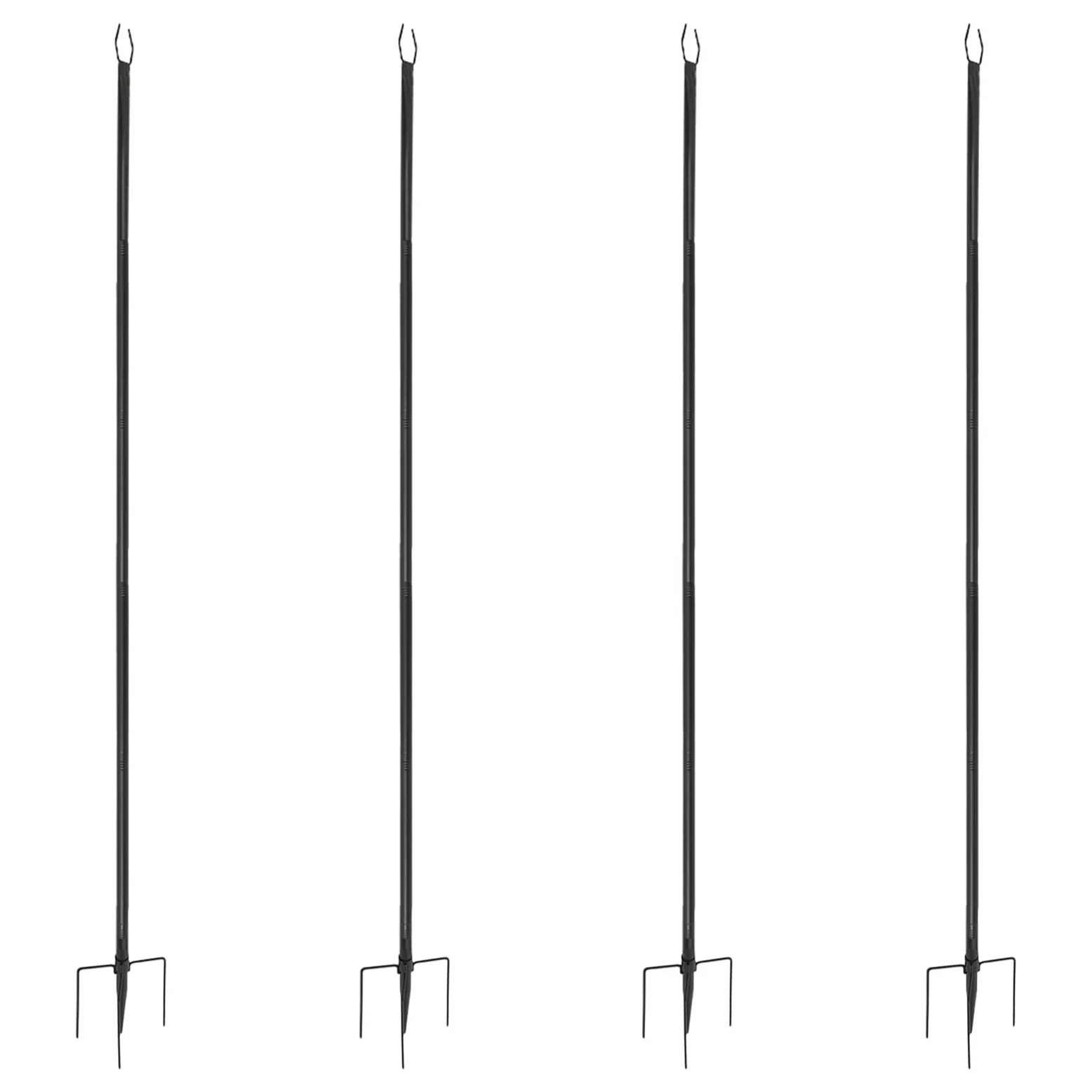 Lot de 4 Poteaux en Métal de 3m pour Guirlandes Lumineuses Extérieur