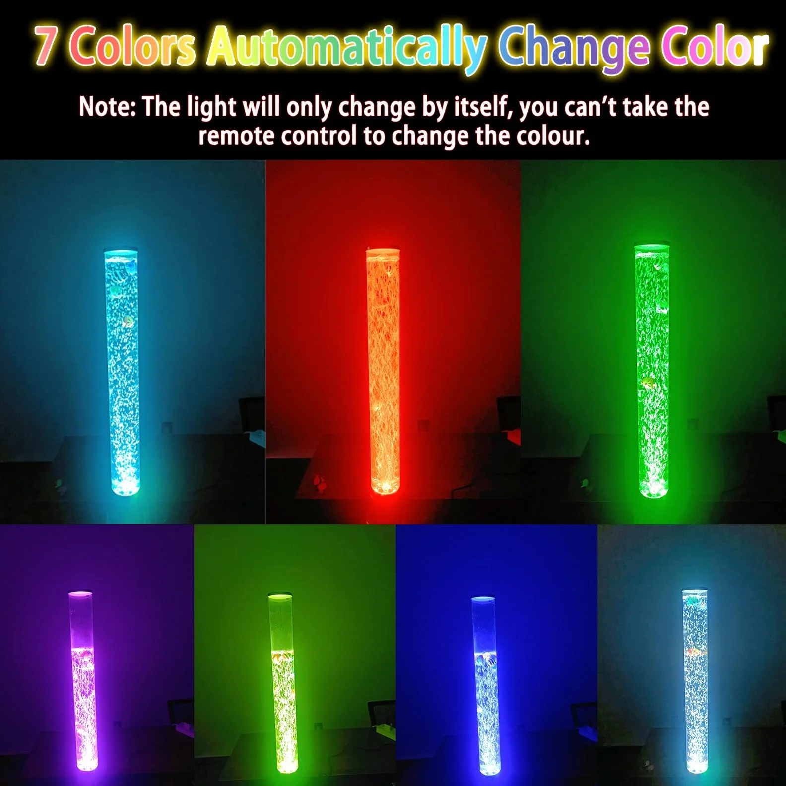 Lampe À Tube À Bulles Électrique Lampe À Lave LED avec 7 Lumières Changeantes De Couleur Aquarium Veilleuse Cadeaux Sensoriels for Enfants, Adultes, TDAH Et Autisme